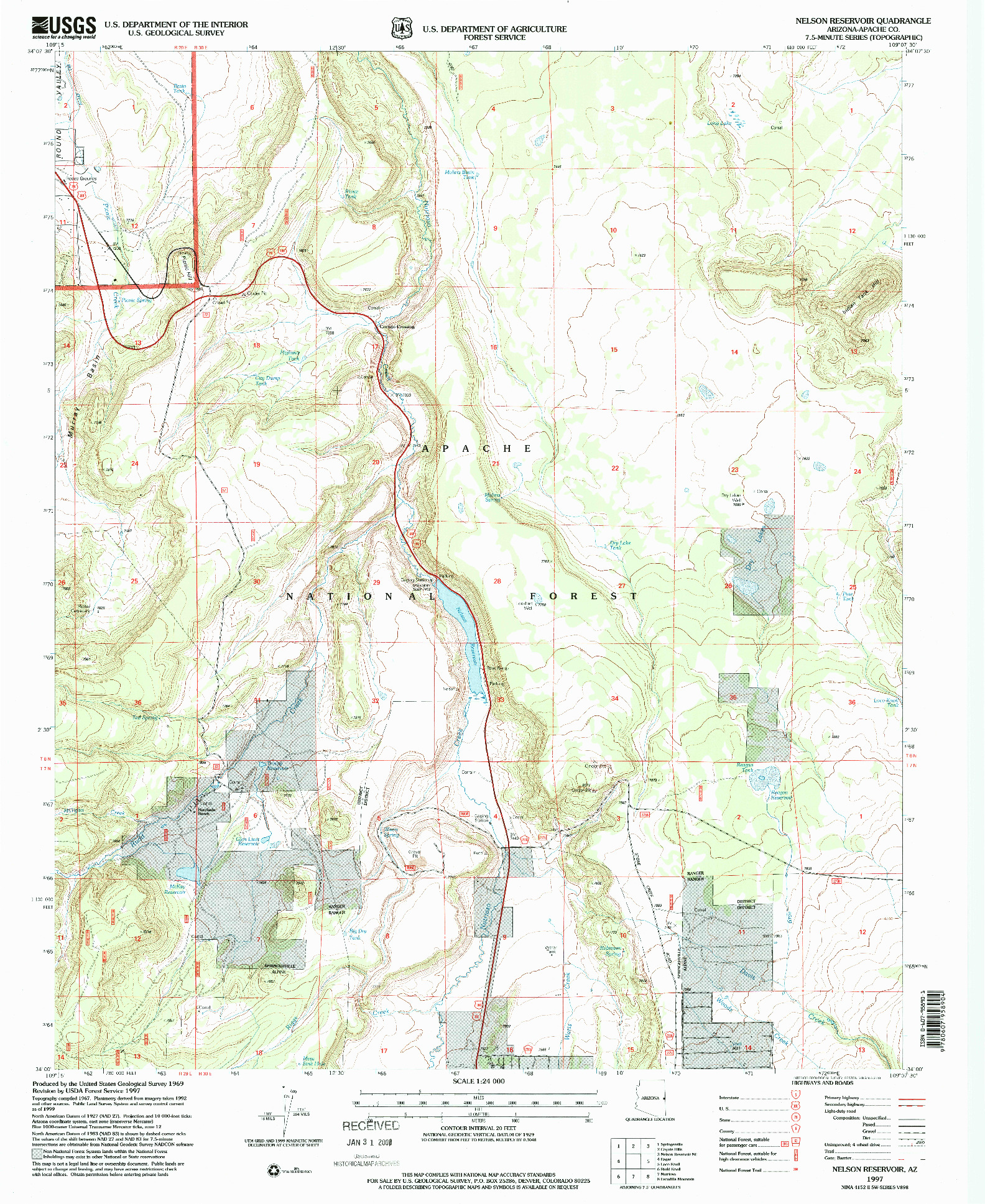 USGS 1:24000-SCALE QUADRANGLE FOR NELSON RESERVOIR, AZ 1997
