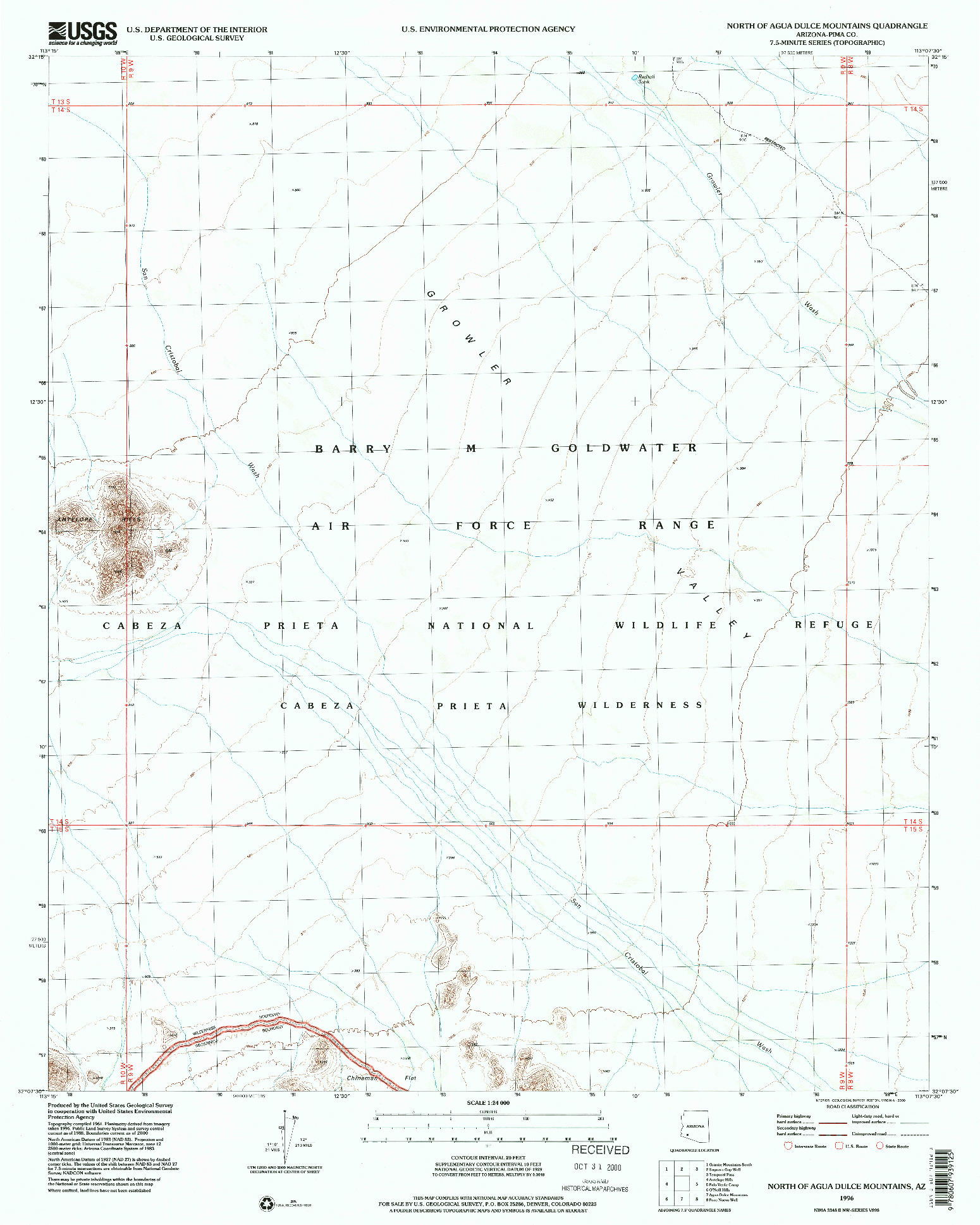 USGS 1:24000-SCALE QUADRANGLE FOR NORTH OF AGUA DULCE MOUNTAINS, AZ 1996