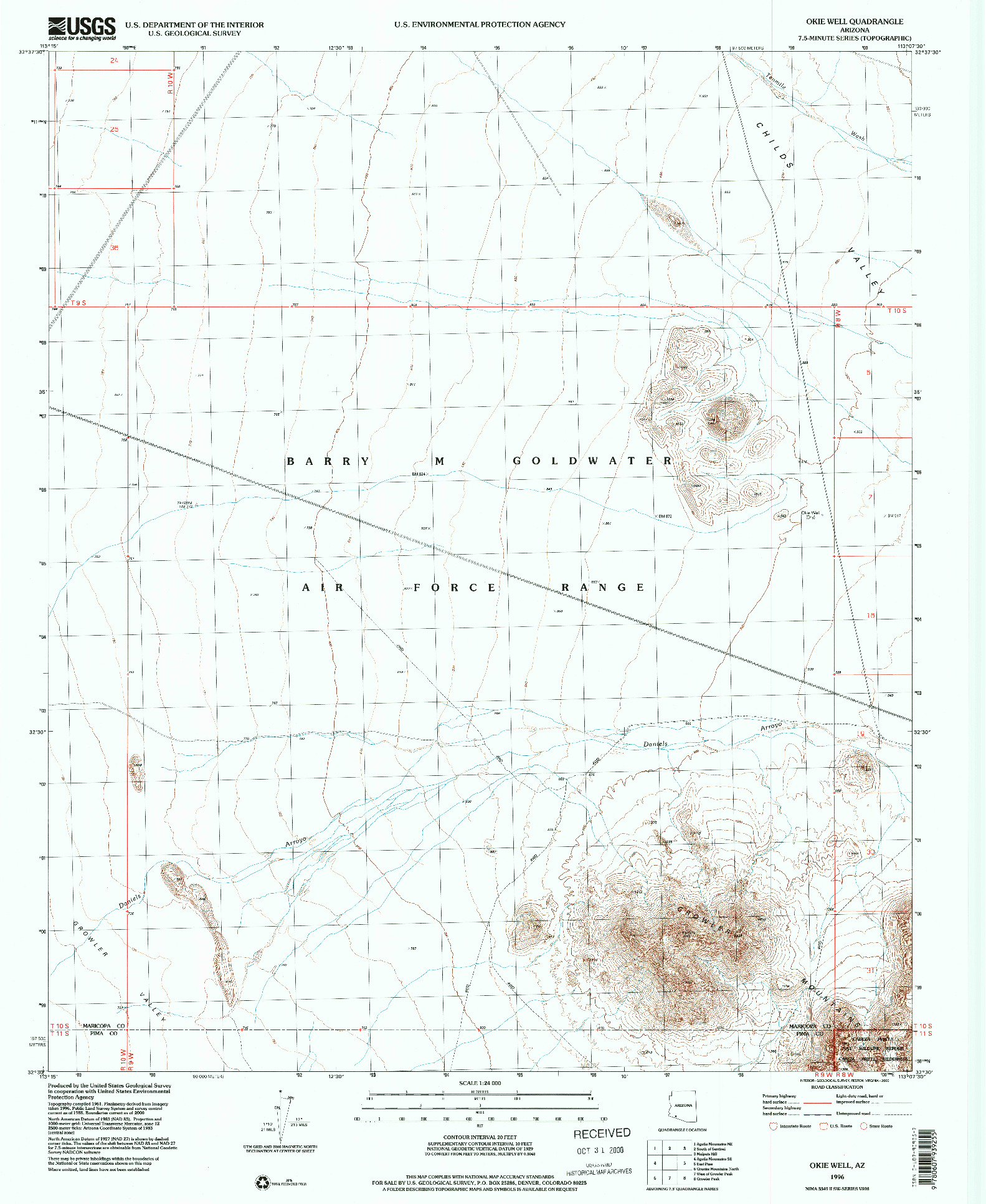 USGS 1:24000-SCALE QUADRANGLE FOR OKIE WELL, AZ 1996
