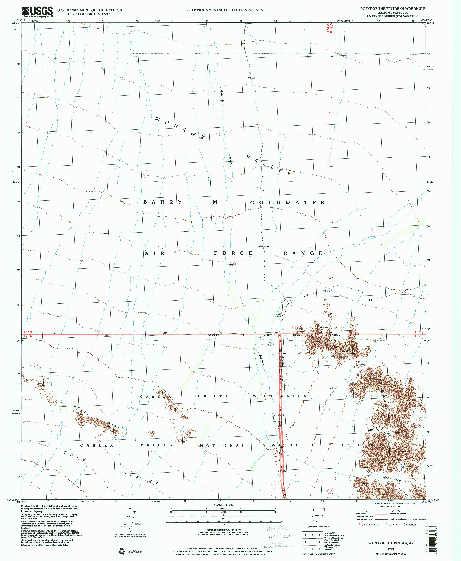 USGS 1:24000-SCALE QUADRANGLE FOR POINT OF THE PINTAS, AZ 1996