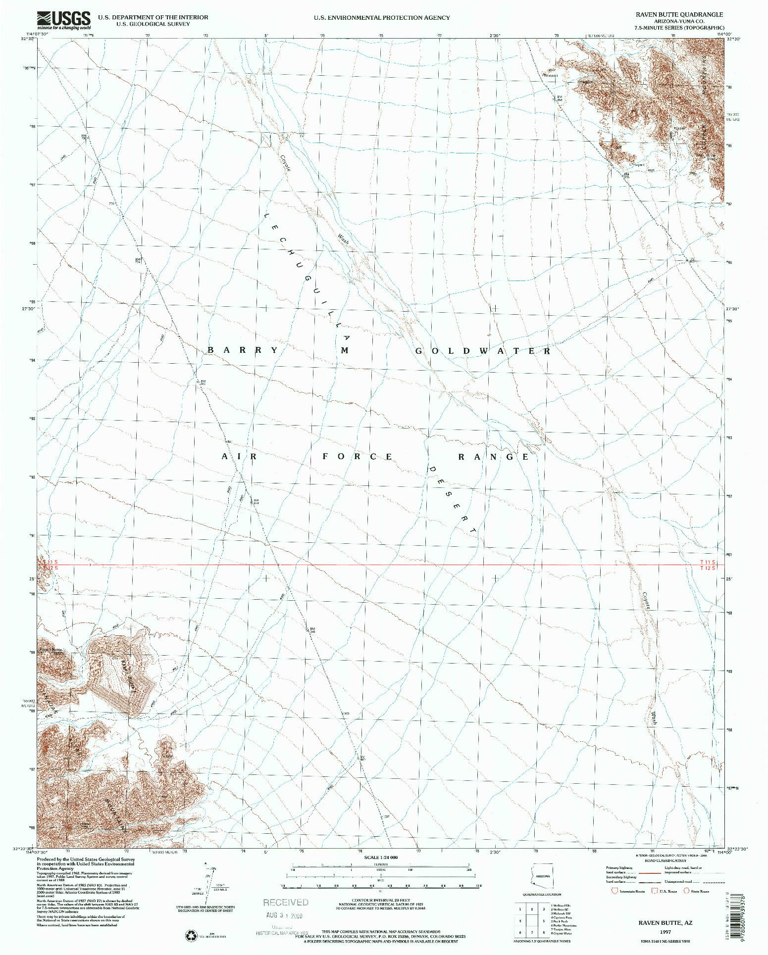 USGS 1:24000-SCALE QUADRANGLE FOR RAVEN BUTTE, AZ 1997