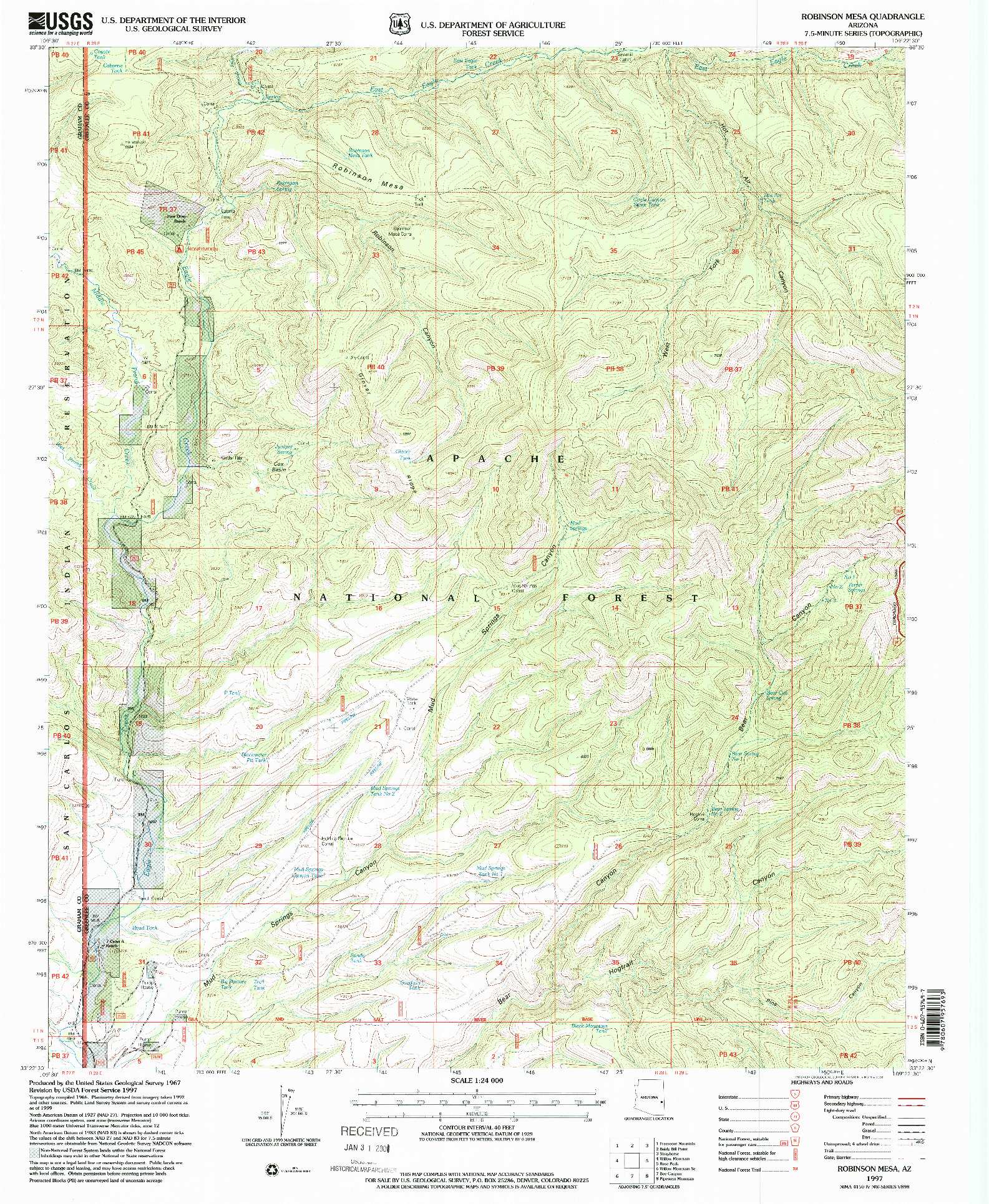 USGS 1:24000-SCALE QUADRANGLE FOR ROBINSON MESA, AZ 1997