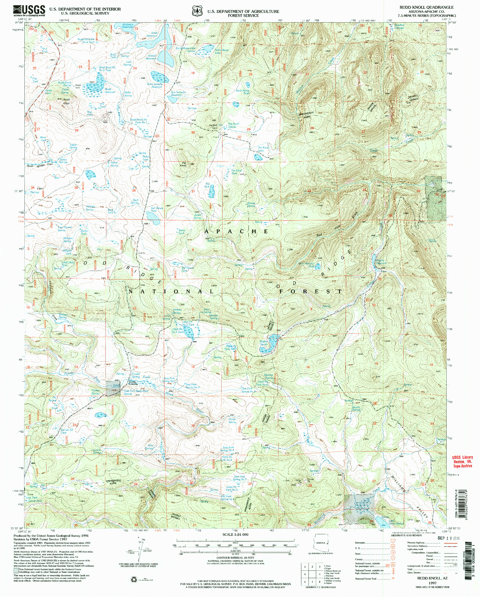 USGS 1:24000-SCALE QUADRANGLE FOR RUDD KNOLL, AZ 1997