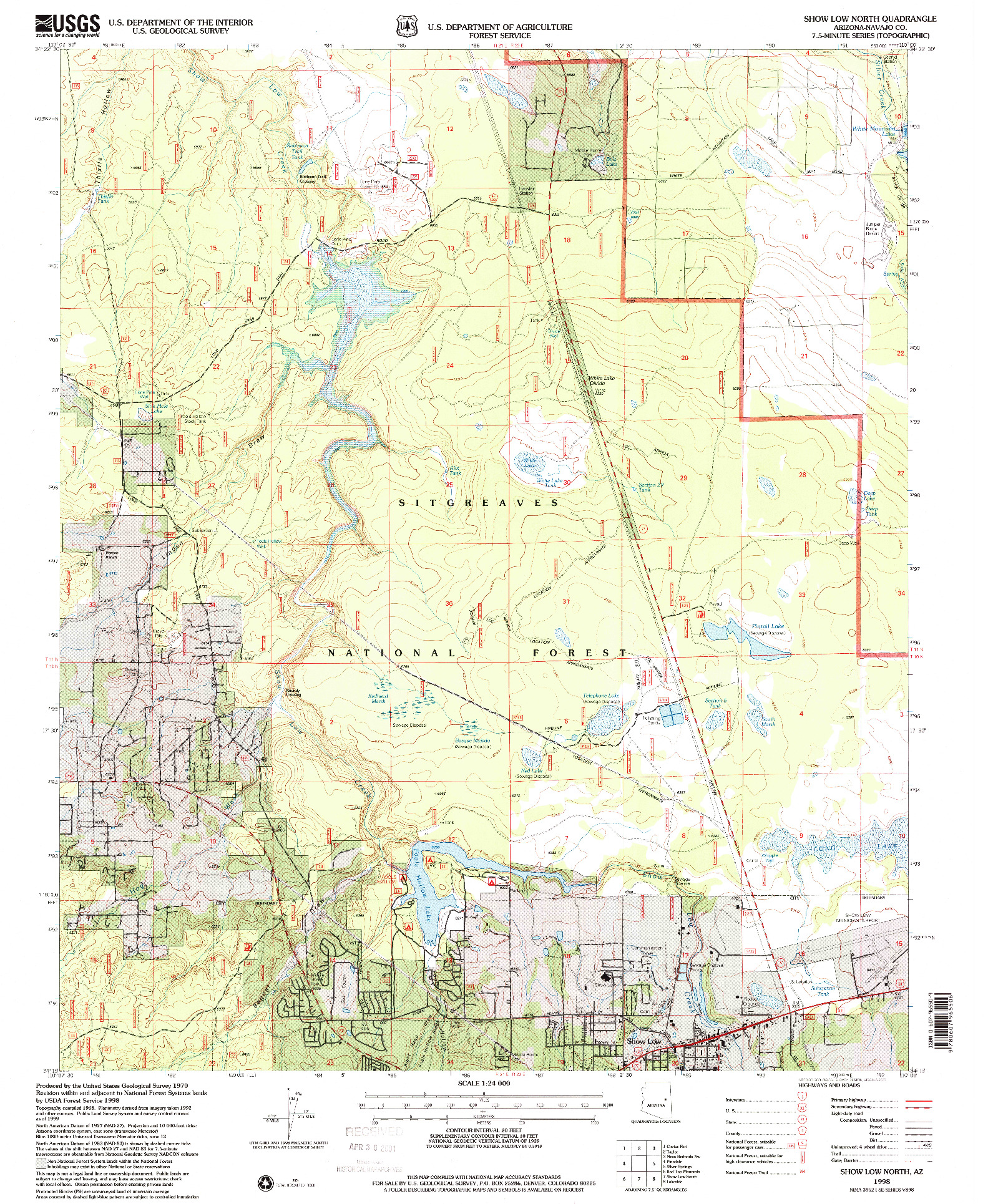 USGS 1:24000-SCALE QUADRANGLE FOR SHOW LOW NORTH, AZ 1998