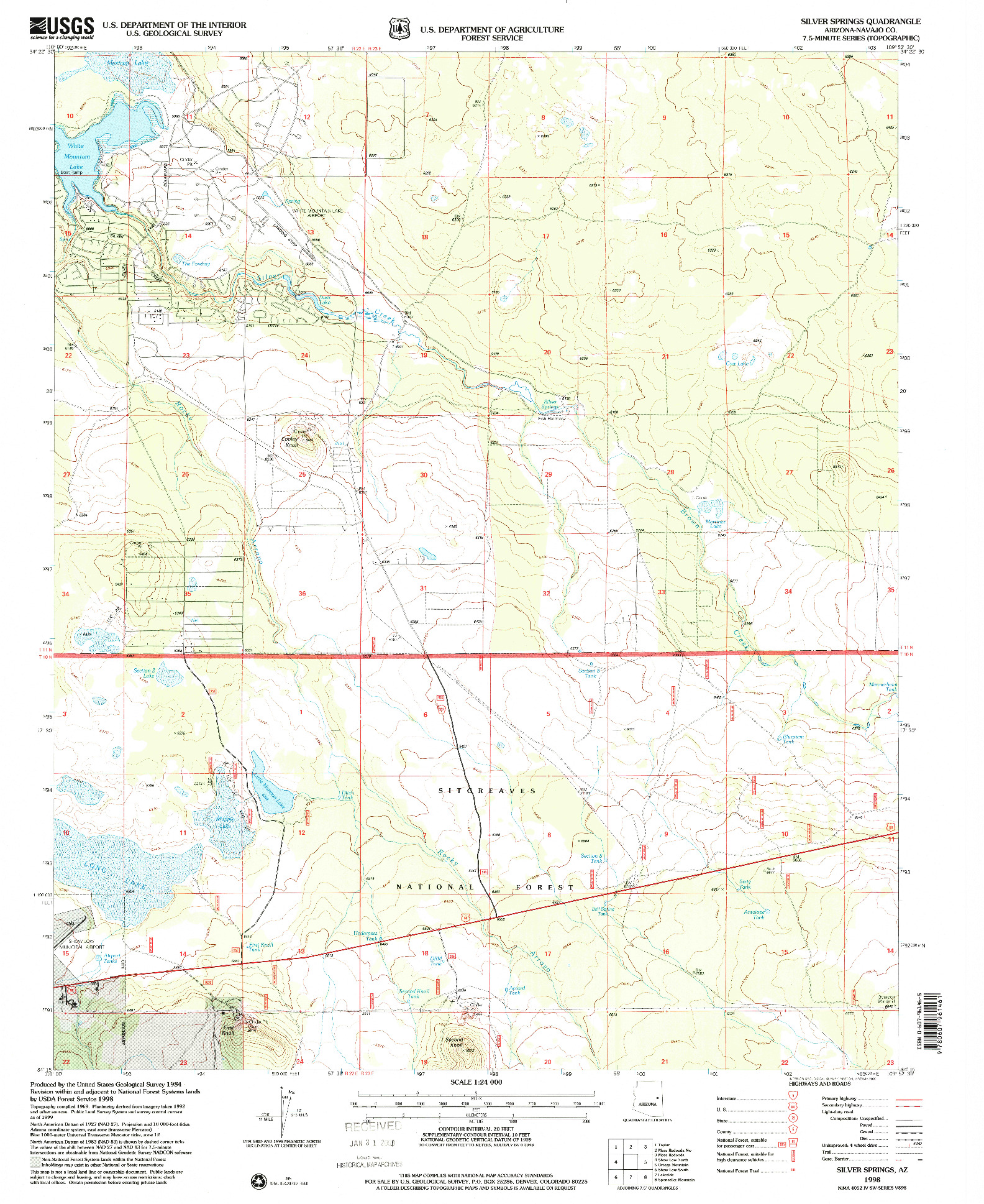 USGS 1:24000-SCALE QUADRANGLE FOR SILVER SPRINGS, AZ 1998