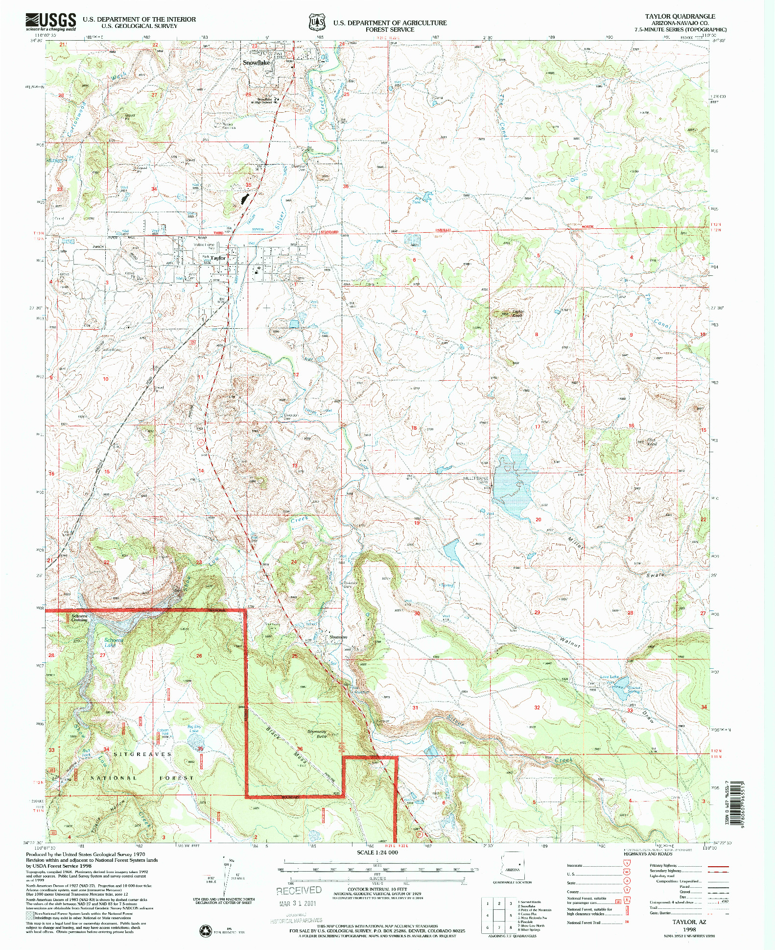 USGS 1:24000-SCALE QUADRANGLE FOR TAYLOR, AZ 1998