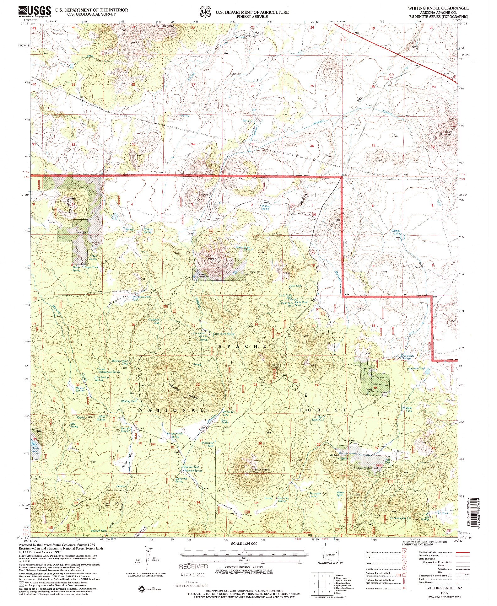 USGS 1:24000-SCALE QUADRANGLE FOR WHITING KNOLL, AZ 1997