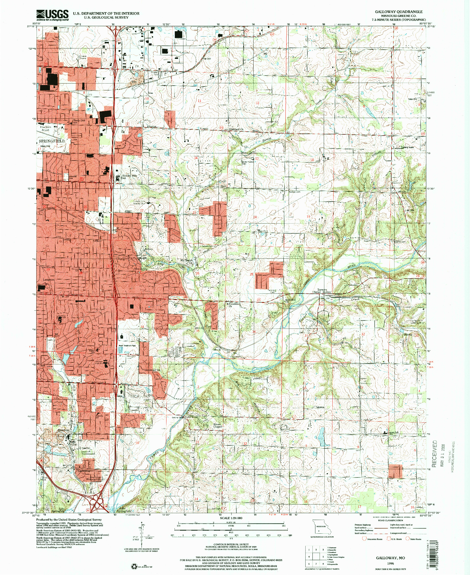 USGS 1:24000-SCALE QUADRANGLE FOR GALLOWAY, MO 1996