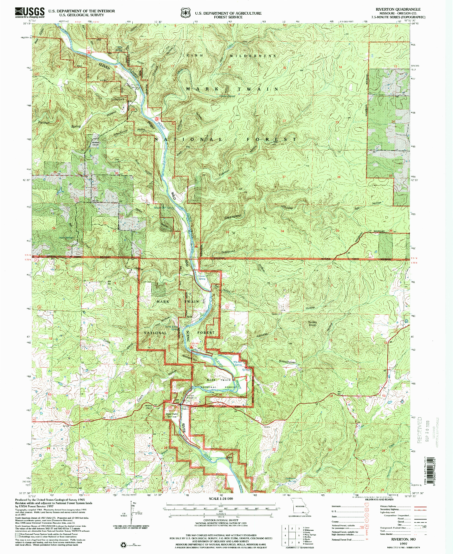 USGS 1:24000-SCALE QUADRANGLE FOR RIVERTON, MO 1997