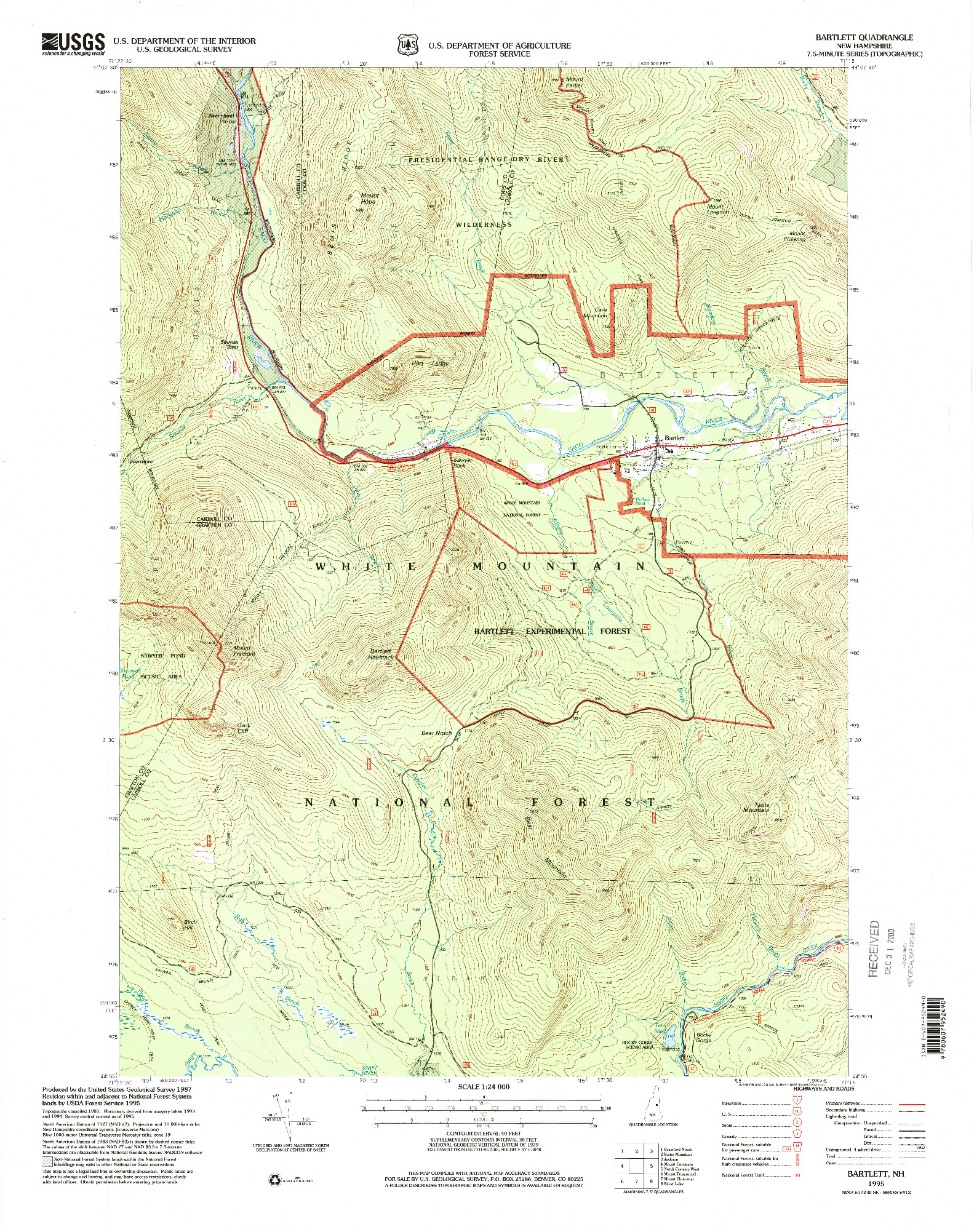 USGS 1:24000-SCALE QUADRANGLE FOR BARTLETT, NH 1995