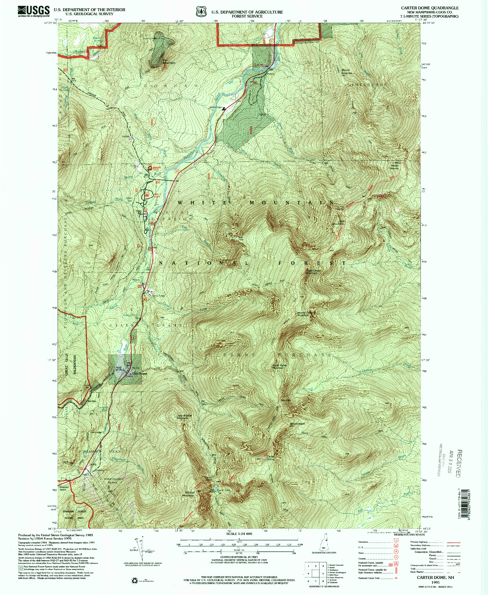 USGS 1:24000-SCALE QUADRANGLE FOR CARTER DOME, NH 1995