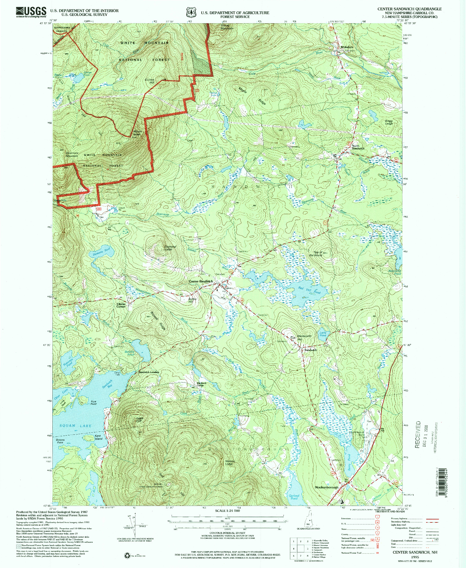 USGS 1:24000-SCALE QUADRANGLE FOR CENTER SANDWICH, NH 1995