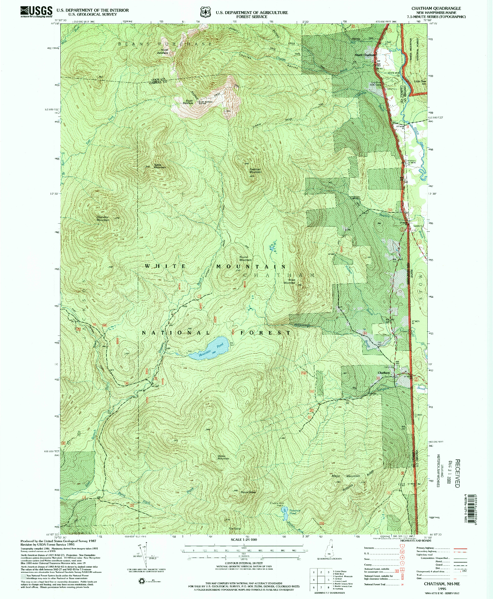 USGS 1:24000-SCALE QUADRANGLE FOR CHATHAM, NH 1995
