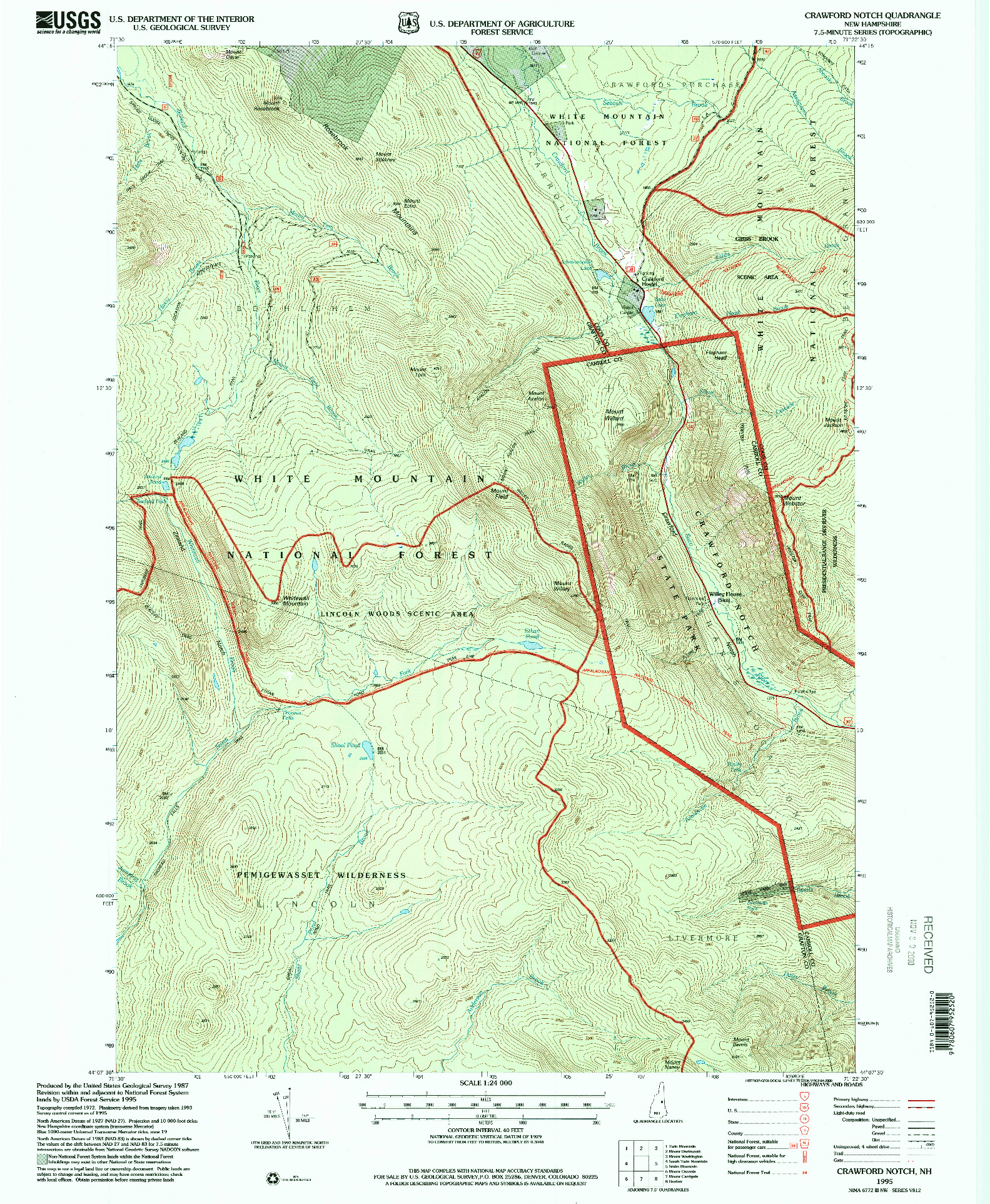 USGS 1:24000-SCALE QUADRANGLE FOR CRAWFORD NOTCH, NH 1995