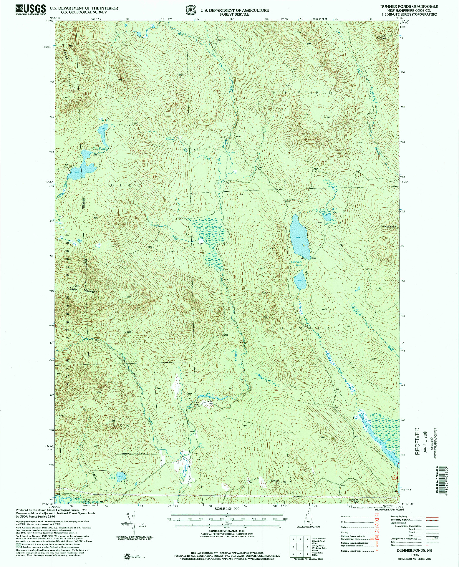 USGS 1:24000-SCALE QUADRANGLE FOR DUMMER PONDS, NH 1996