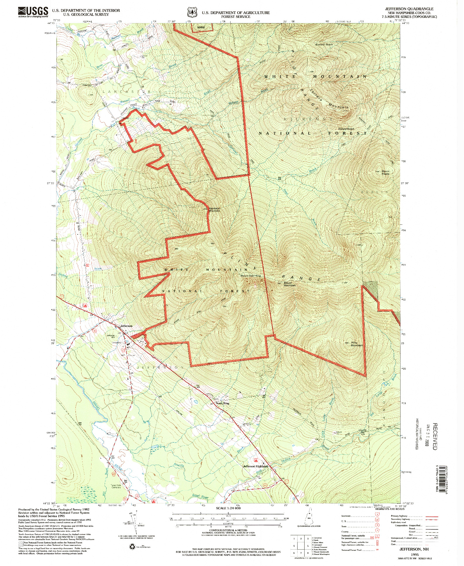 USGS 1:24000-SCALE QUADRANGLE FOR JEFFERSON, NH 1995