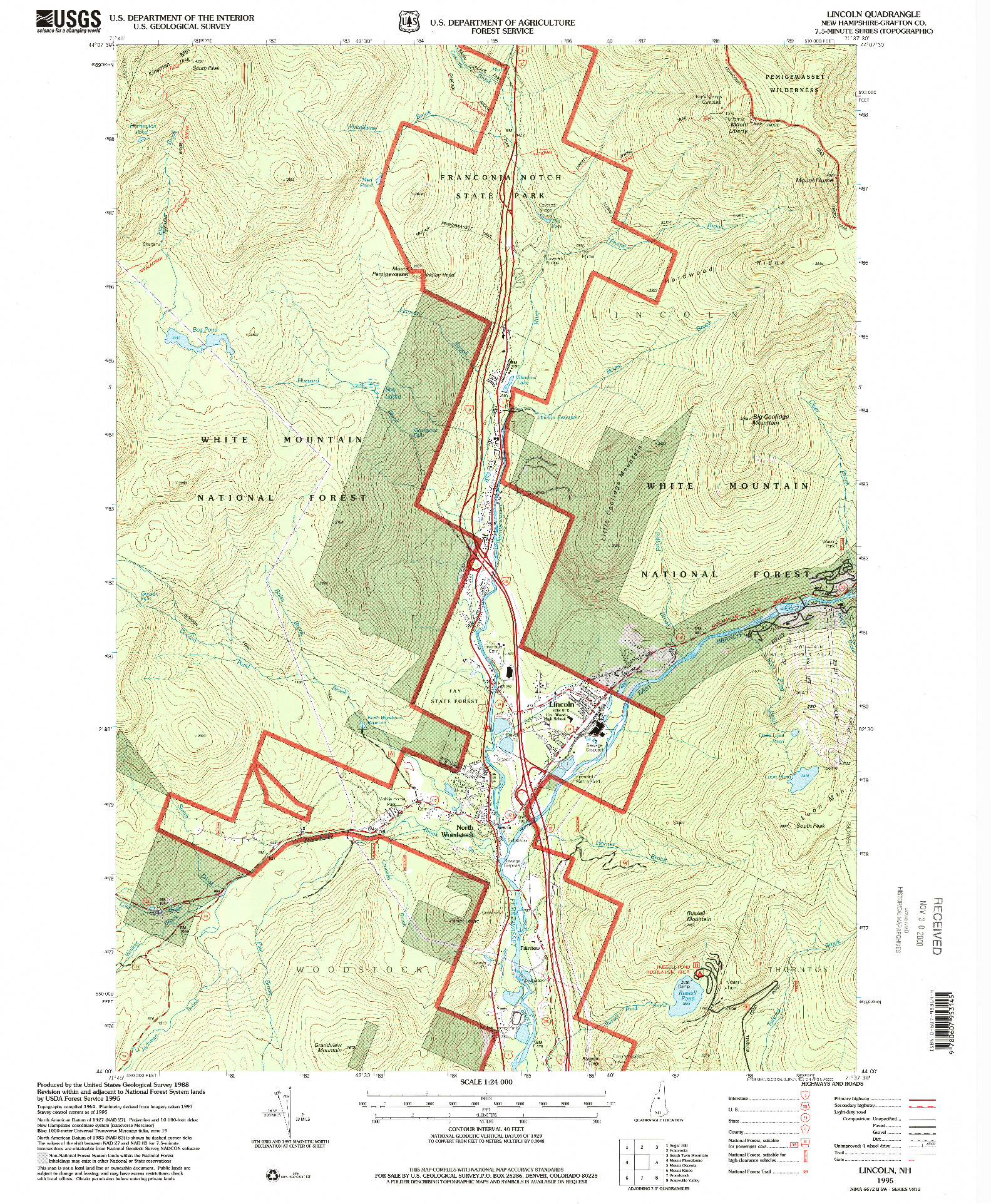USGS 1:24000-SCALE QUADRANGLE FOR LINCOLN, NH 1995