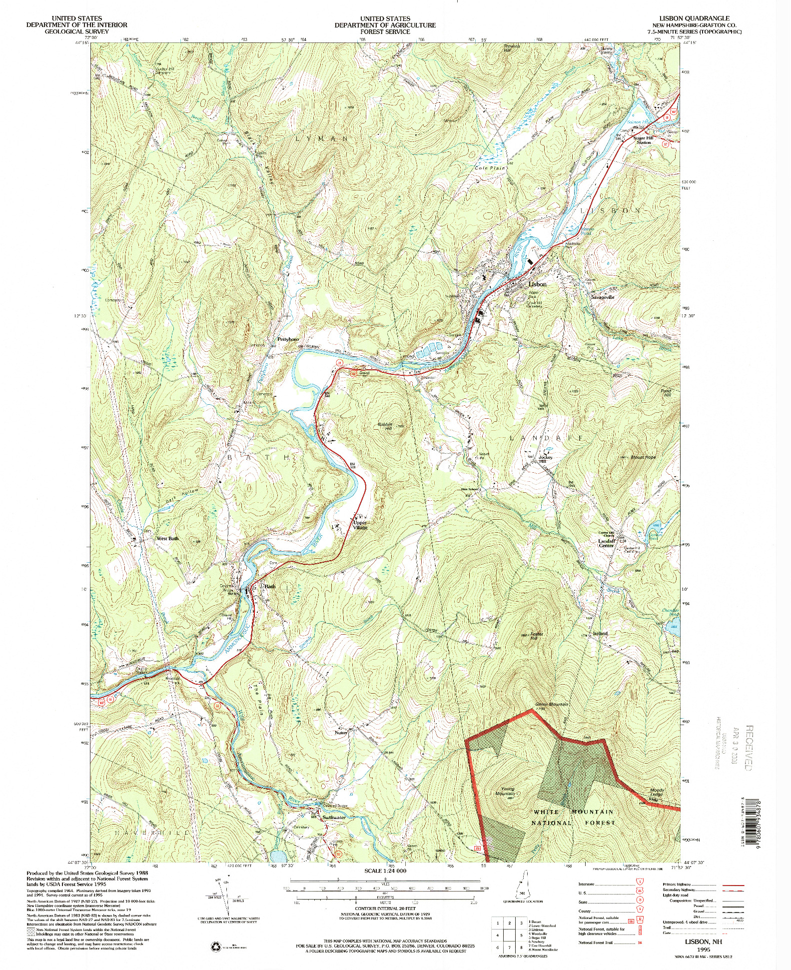 USGS 1:24000-SCALE QUADRANGLE FOR LISBON, NH 1995
