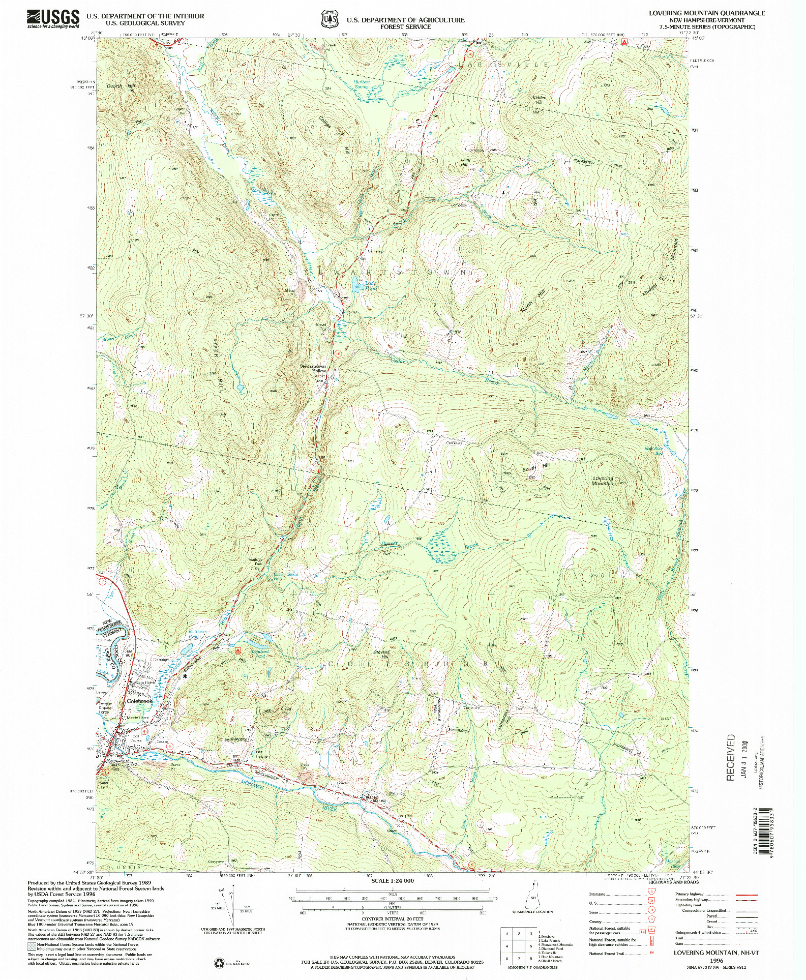 USGS 1:24000-SCALE QUADRANGLE FOR LOVERING MOUNTAIN, NH 1996