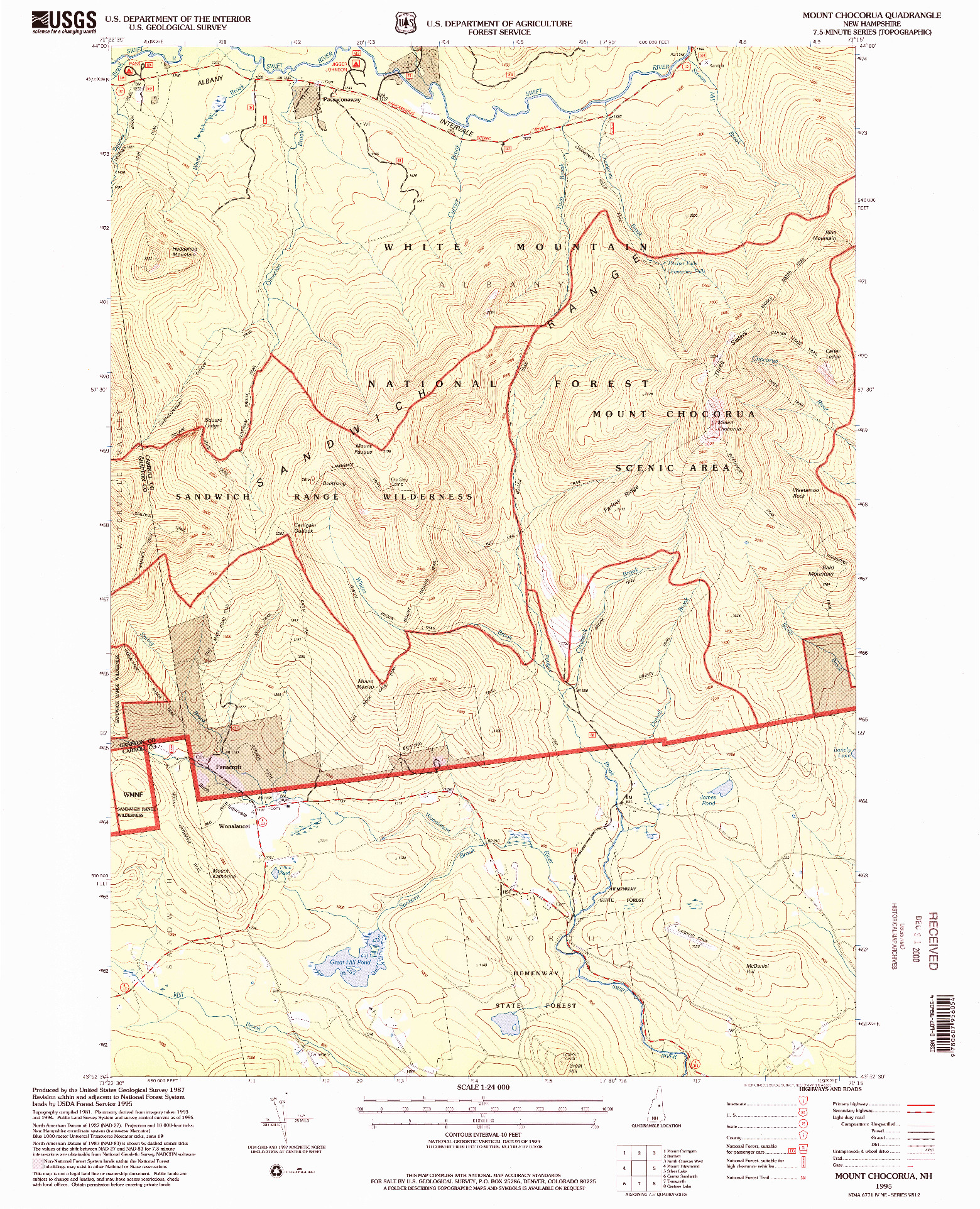 USGS 1:24000-SCALE QUADRANGLE FOR MOUNT CHOCORUA, NH 1995
