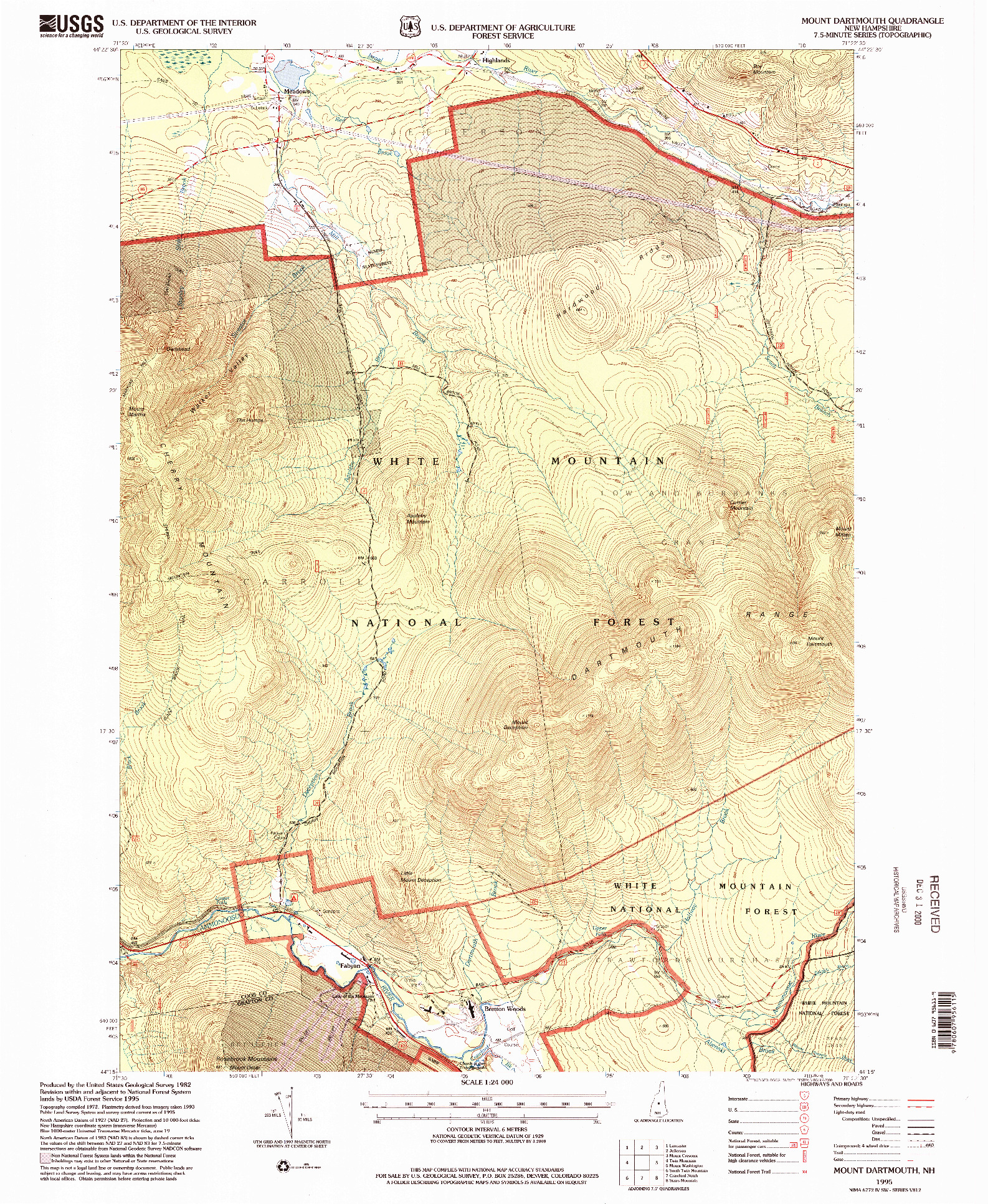 USGS 1:24000-SCALE QUADRANGLE FOR MOUNT DARTMOUTH, NH 1995