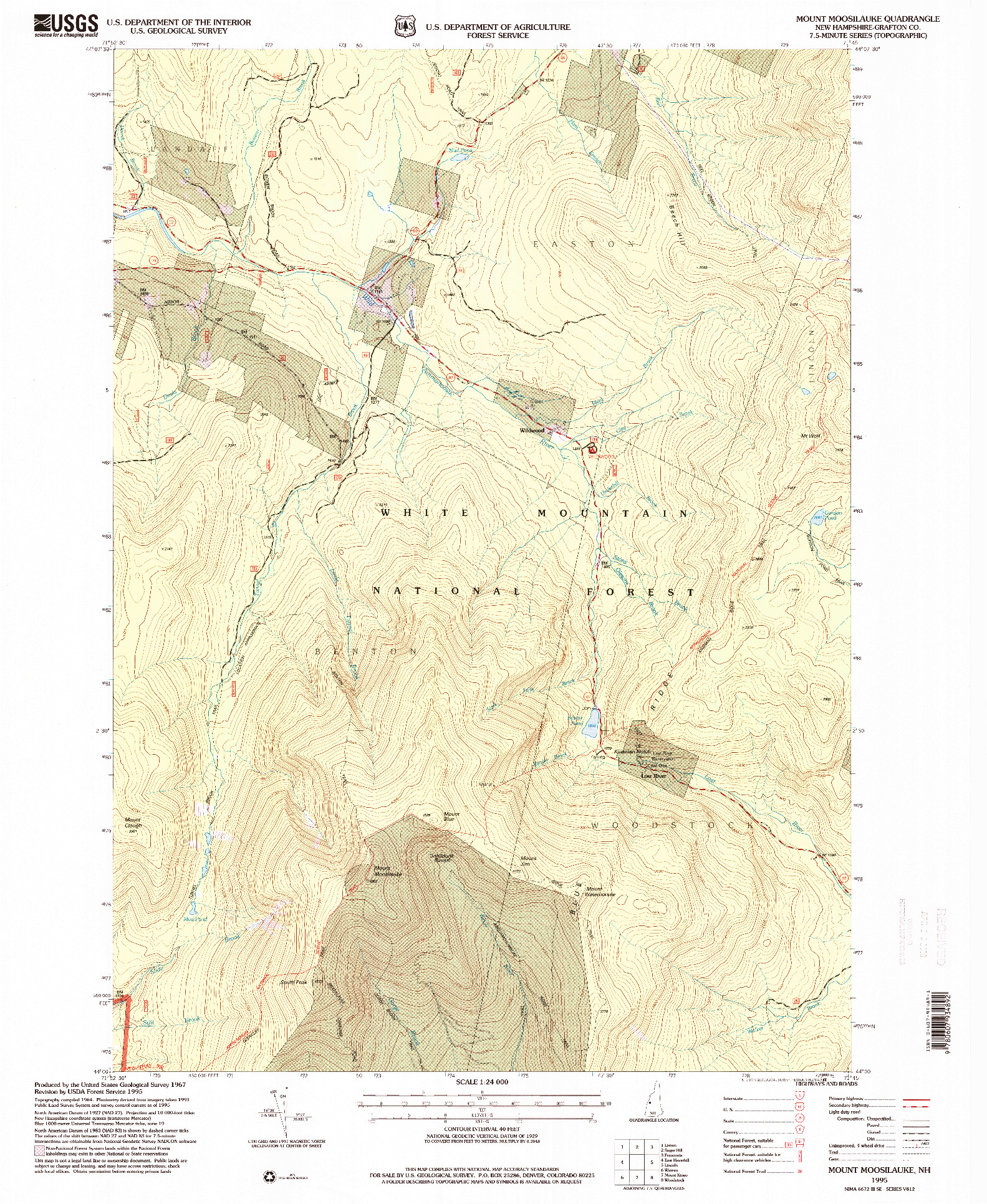 USGS 1:24000-SCALE QUADRANGLE FOR MOUNT MOOSILAUKE, NH 1995
