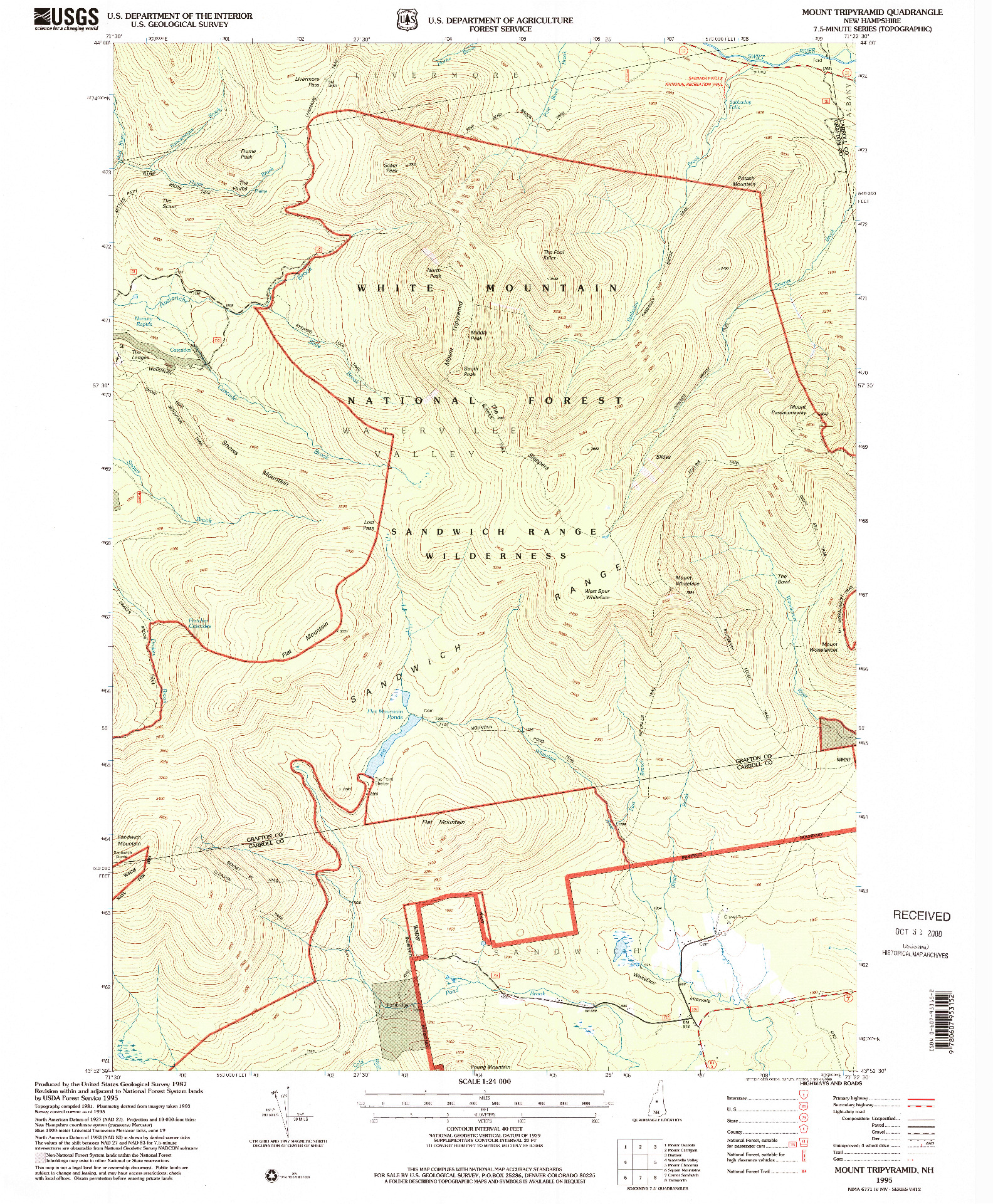 USGS 1:24000-SCALE QUADRANGLE FOR MOUNT TRIPYRAMID, NH 1995