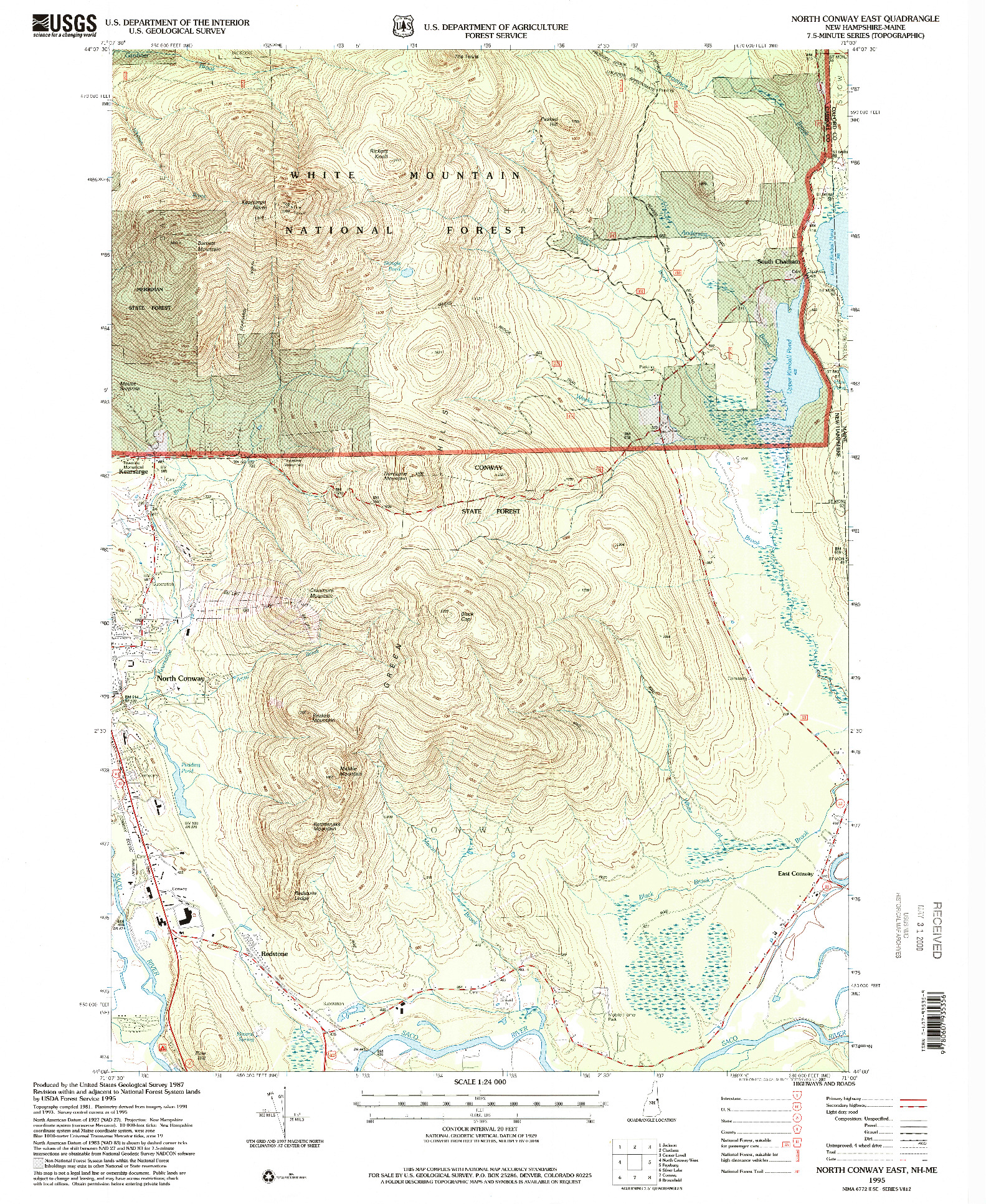 USGS 1:24000-SCALE QUADRANGLE FOR NORTH CONWAY EAST, NH 1995