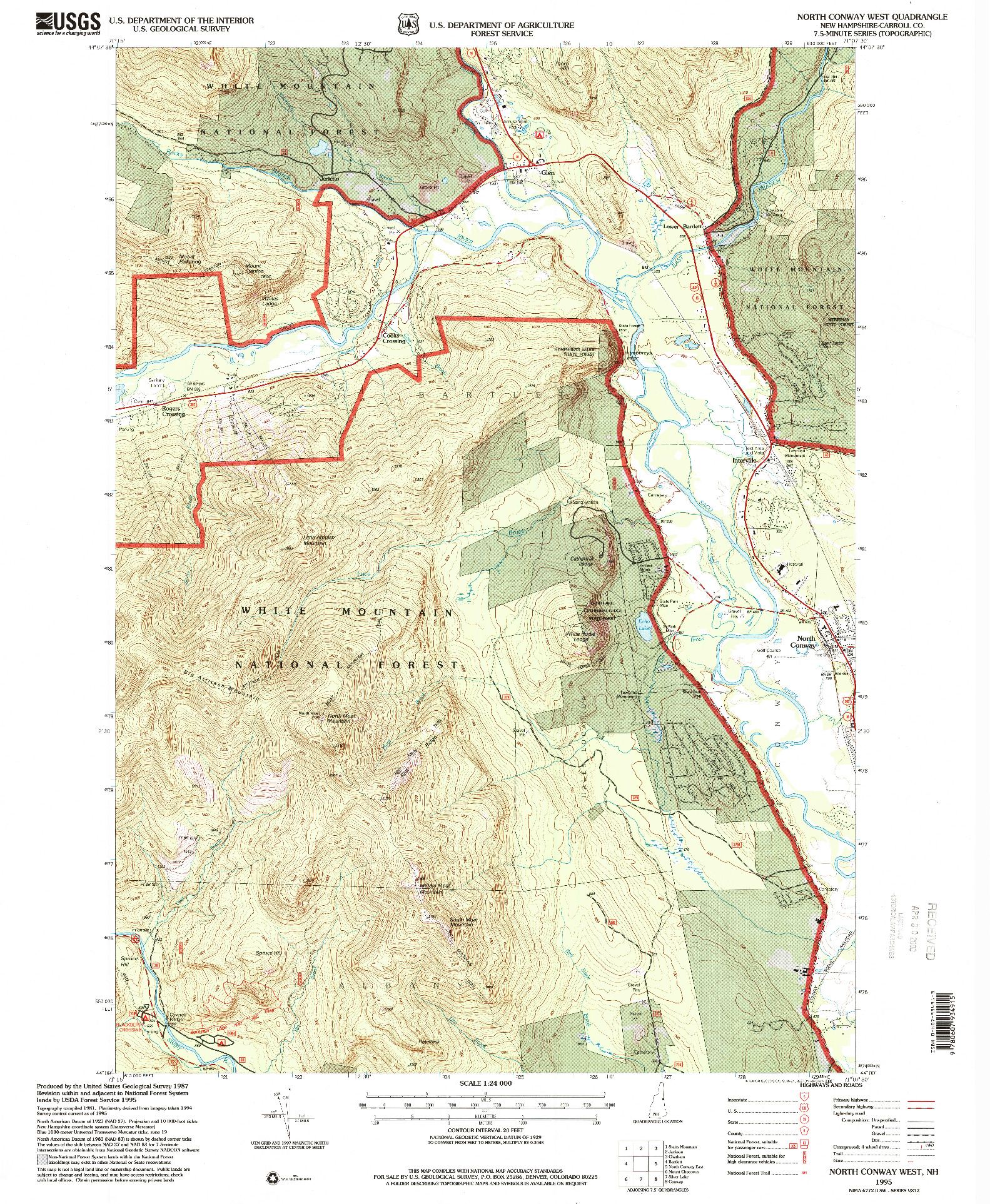 USGS 1:24000-SCALE QUADRANGLE FOR NORTH CONWAY WEST, NH 1995