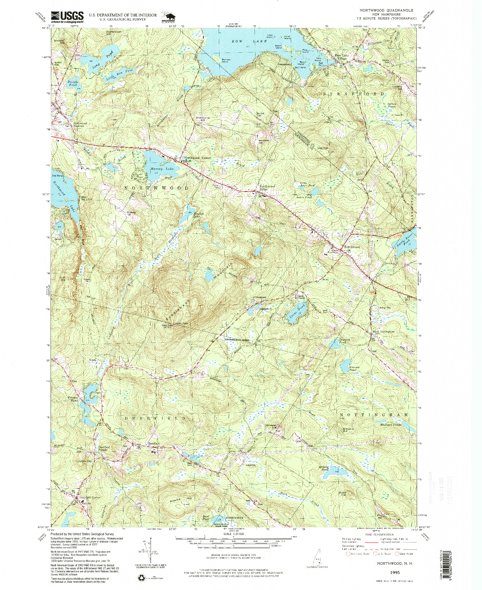 USGS 1:24000-SCALE QUADRANGLE FOR NORTHWOOD, NH 1995