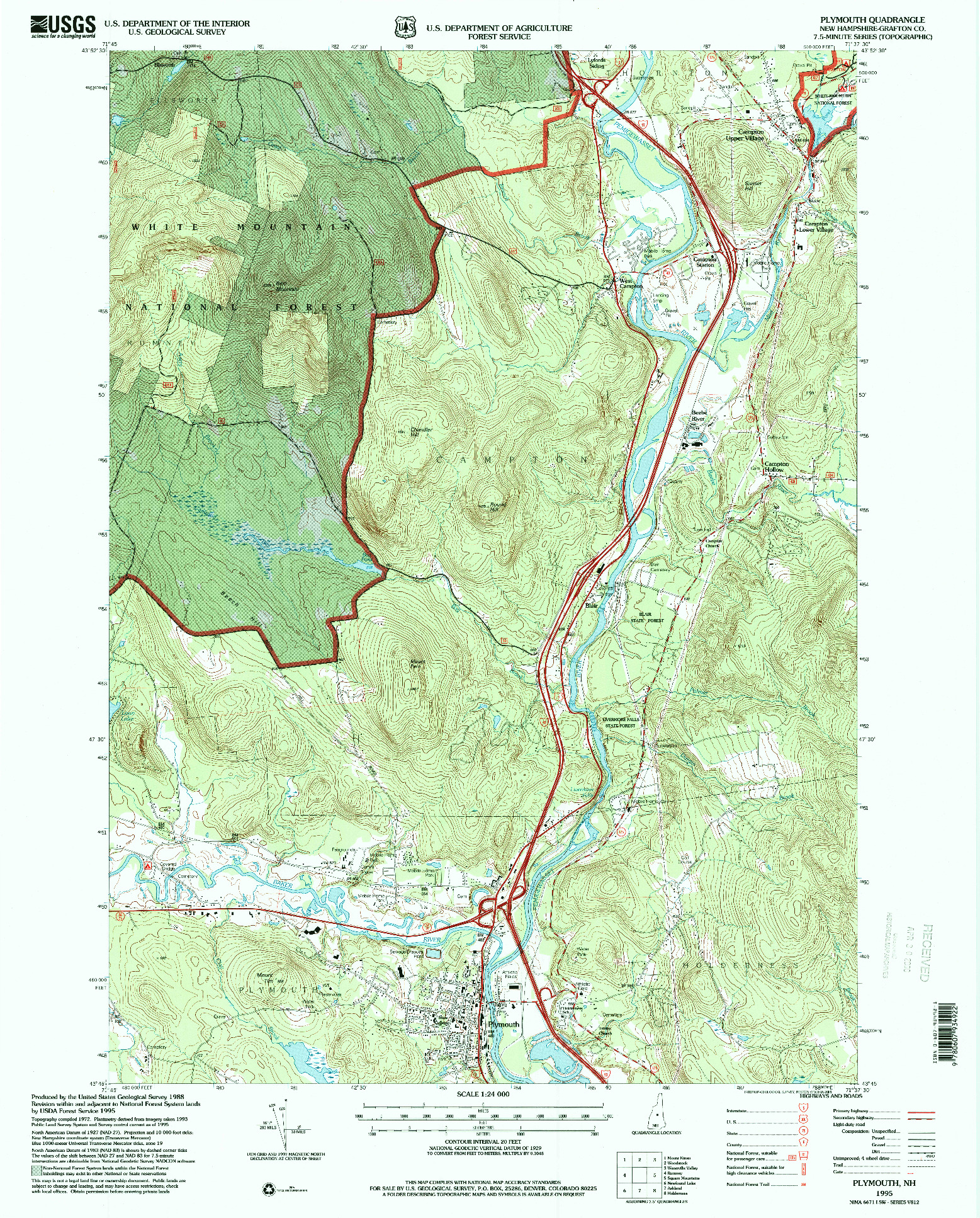 USGS 1:24000-SCALE QUADRANGLE FOR PLYMOUTH, NH 1995