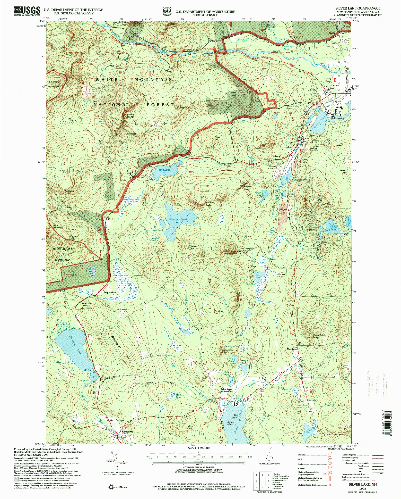 USGS 1:24000-SCALE QUADRANGLE FOR SILVER LAKE, NH 1995