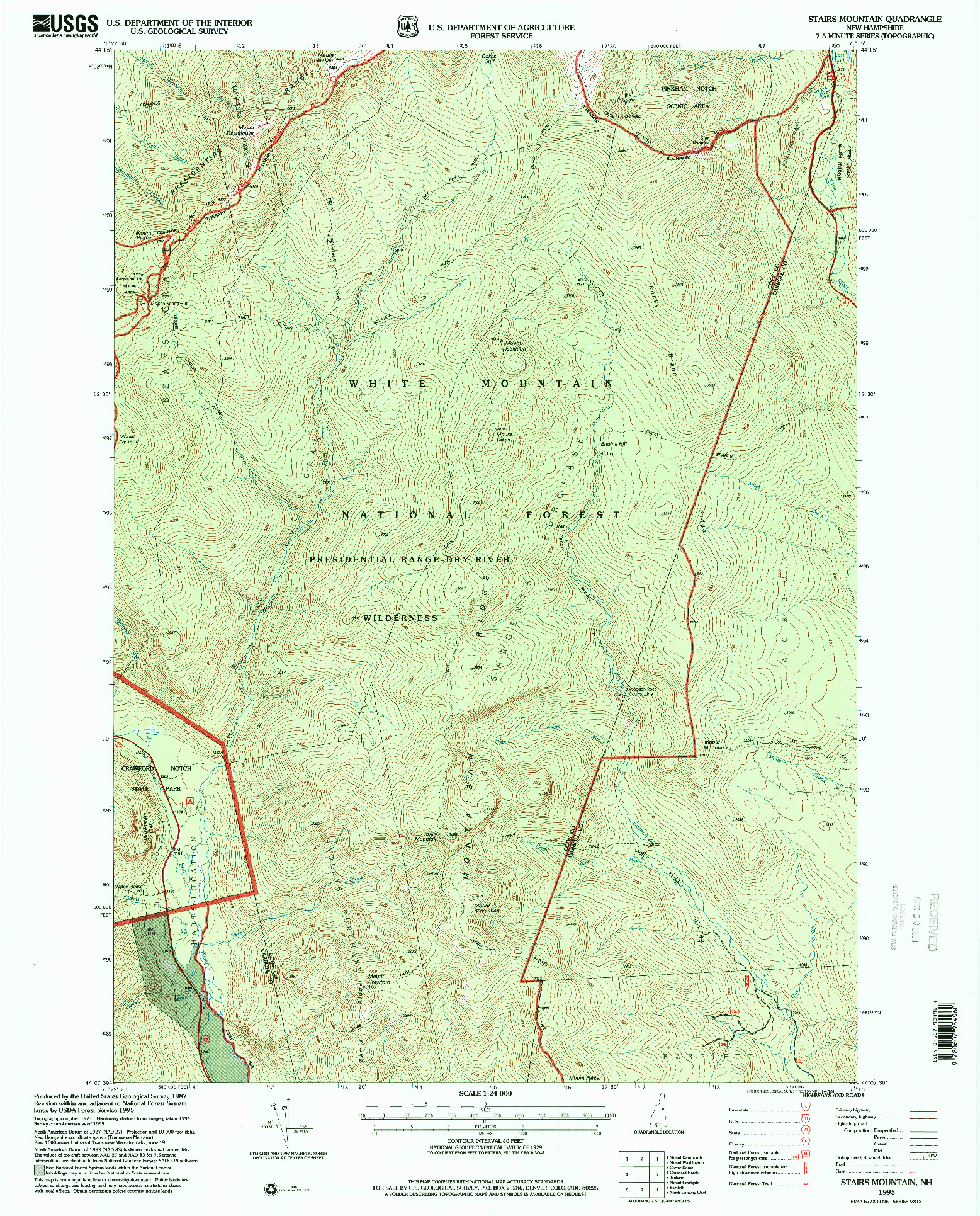 USGS 1:24000-SCALE QUADRANGLE FOR STAIRS MOUNTAIN, NH 1995