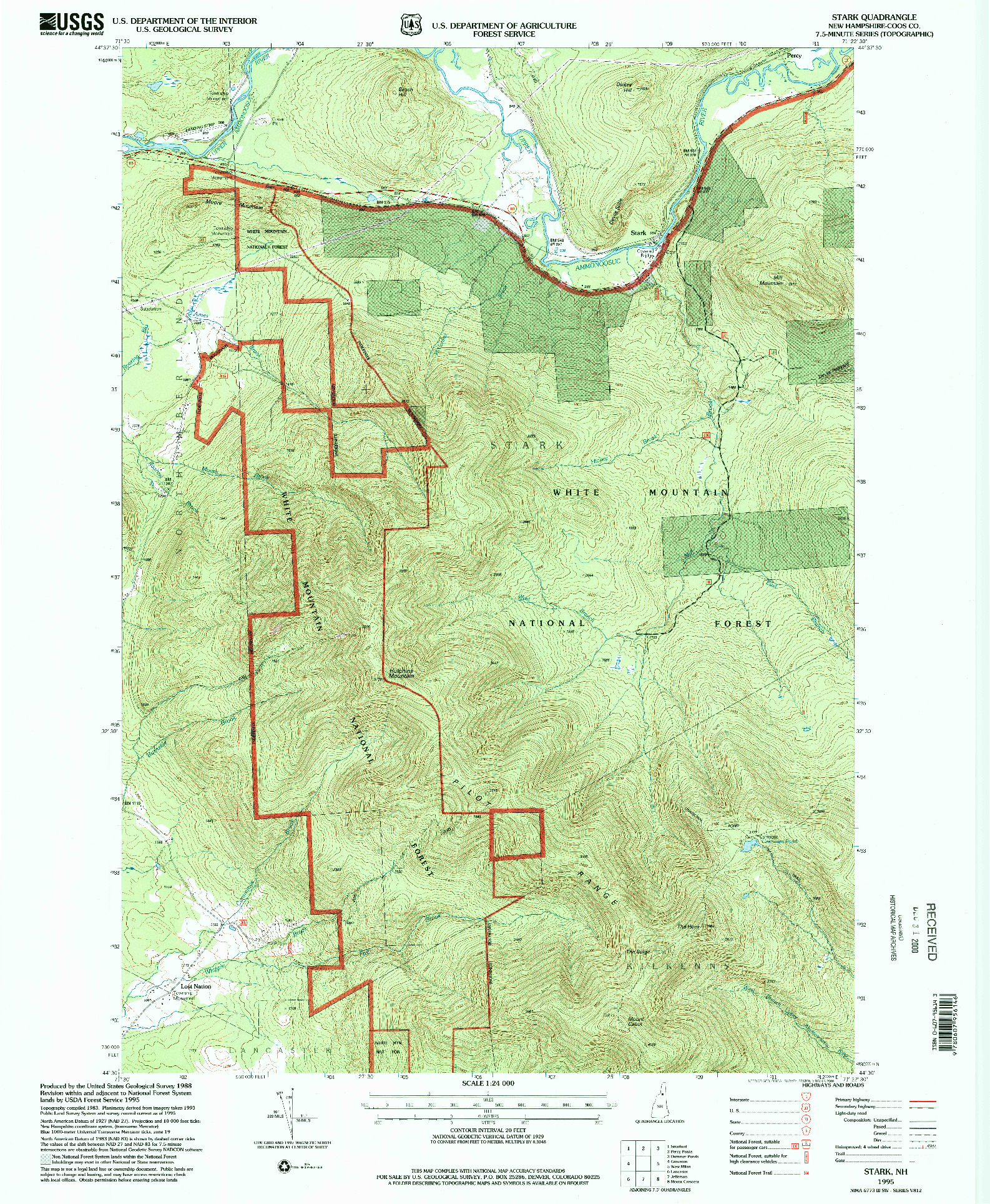 USGS 1:24000-SCALE QUADRANGLE FOR STARK, NH 1995