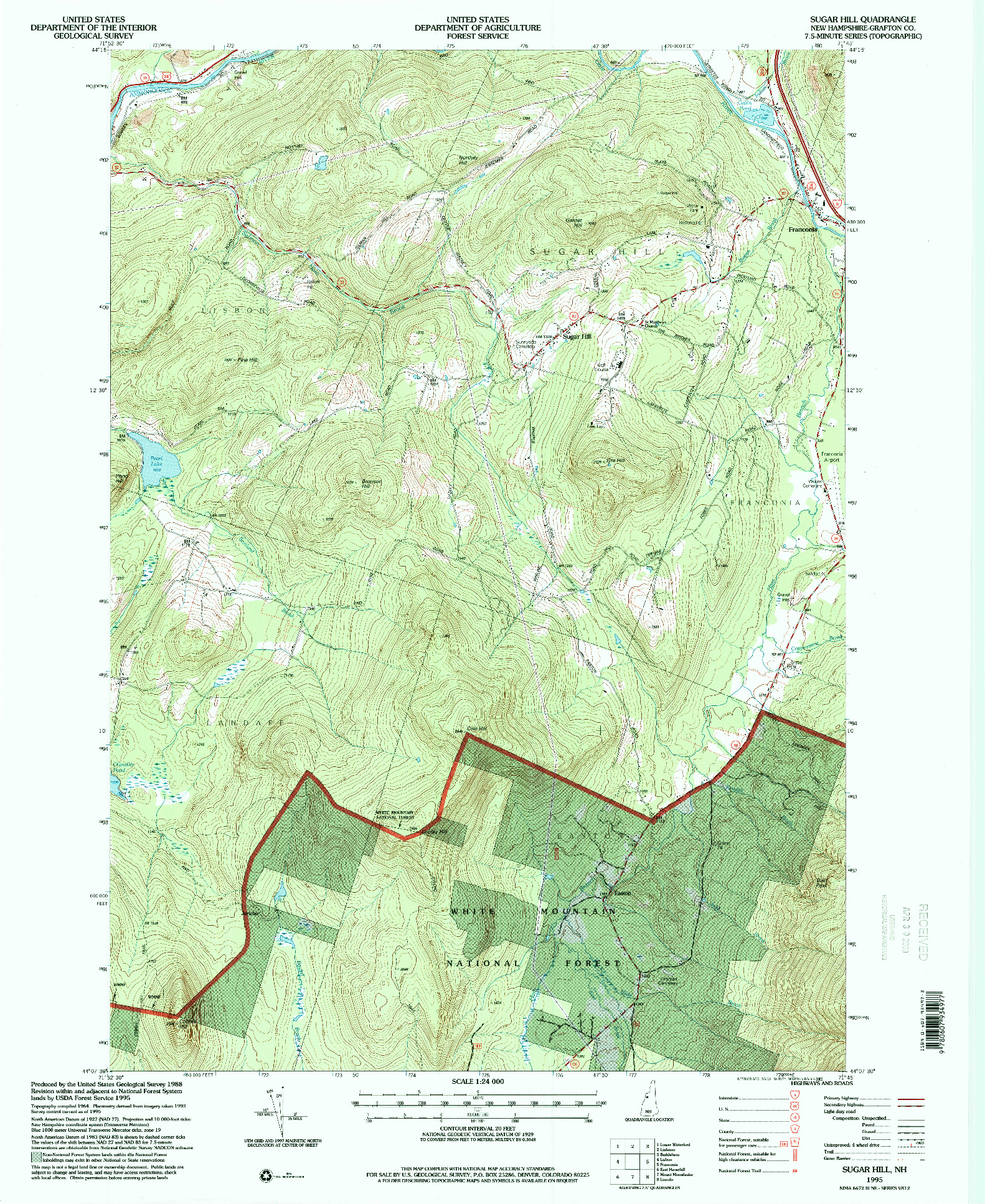 USGS 1:24000-SCALE QUADRANGLE FOR SUGAR HILL, NH 1995