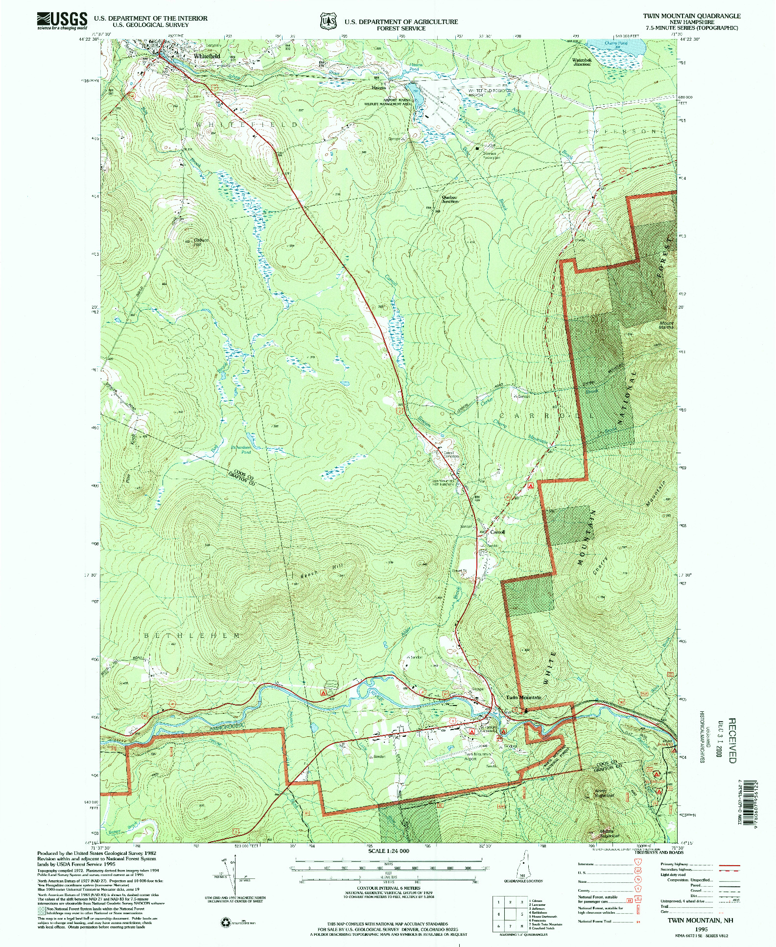 USGS 1:24000-SCALE QUADRANGLE FOR TWIN MOUNTAIN, NH 1995