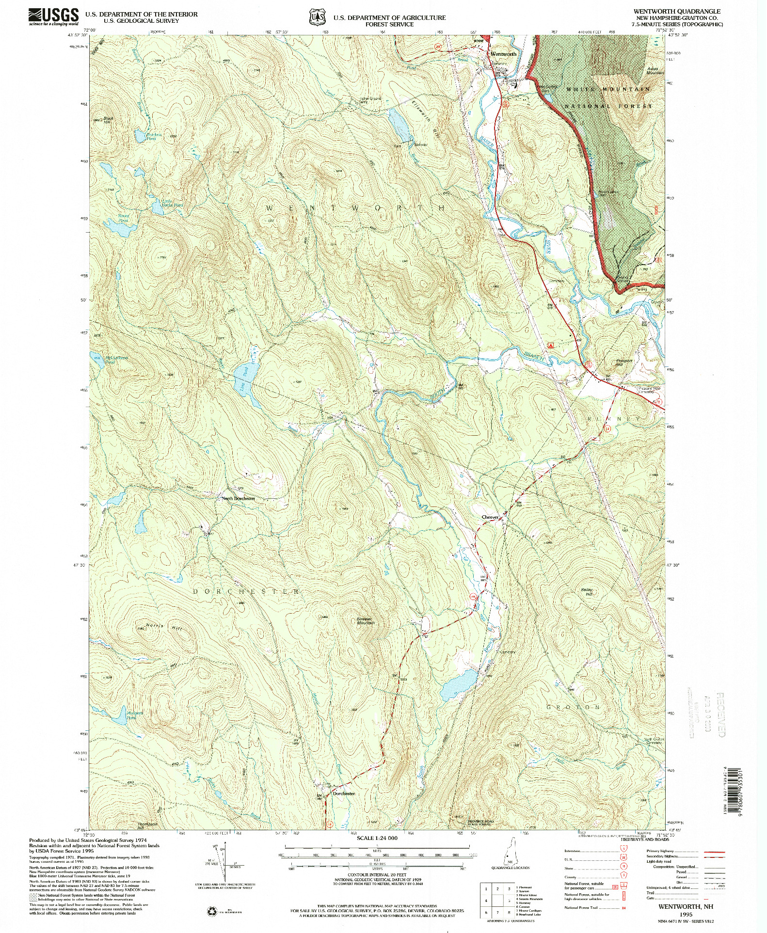 USGS 1:24000-SCALE QUADRANGLE FOR WENTWORTH, NH 1995