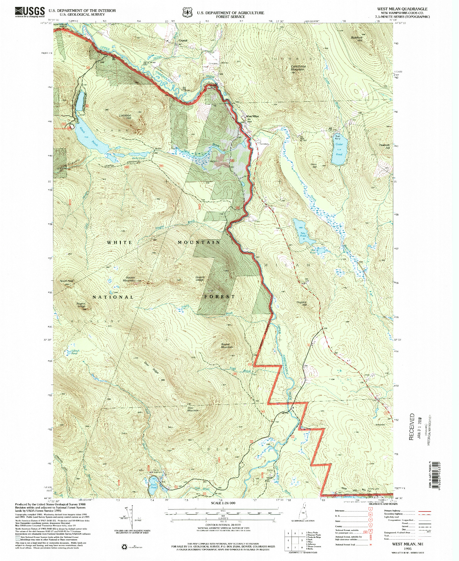 USGS 1:24000-SCALE QUADRANGLE FOR WEST MILAN, NH 1995