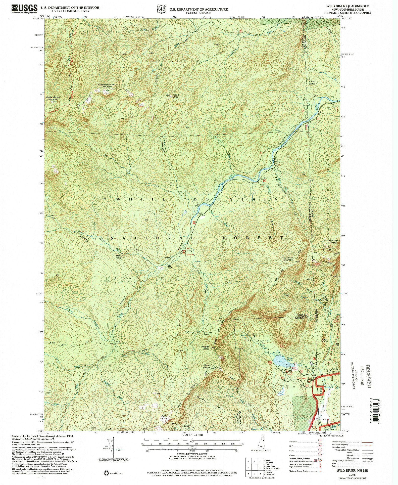 USGS 1:24000-SCALE QUADRANGLE FOR WILD RIVER, NH 1995
