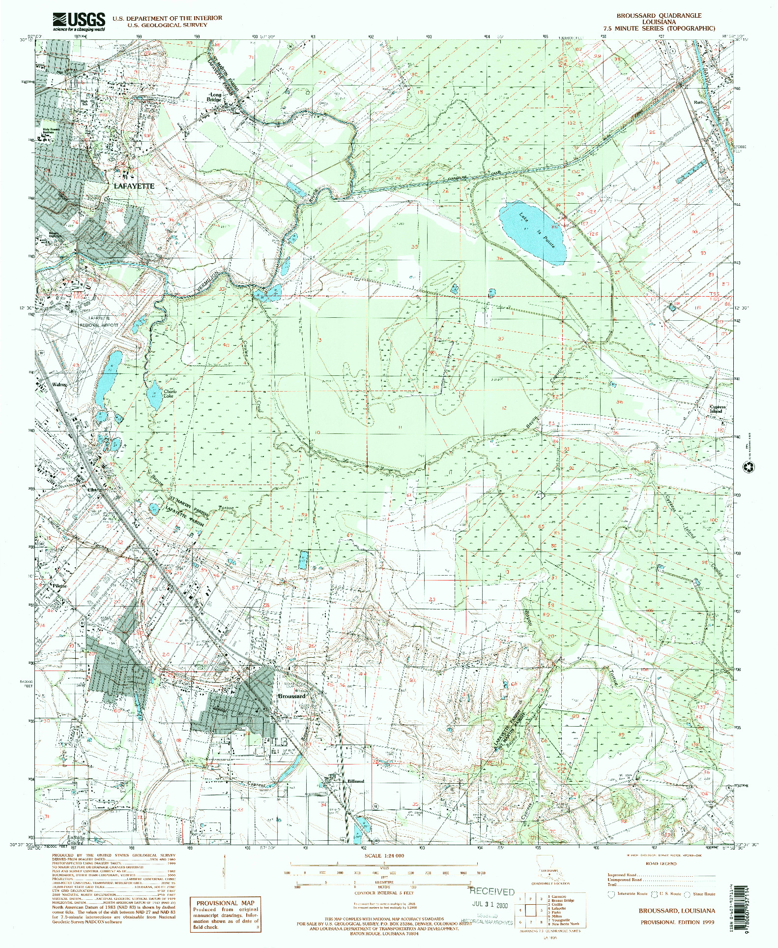 USGS 1:24000-SCALE QUADRANGLE FOR BROUSSARD, LA 1999