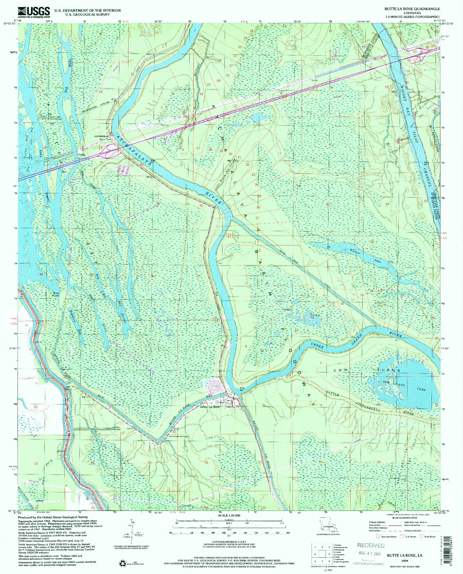 USGS 1:24000-SCALE QUADRANGLE FOR BUTTE LA ROSE, LA 1999