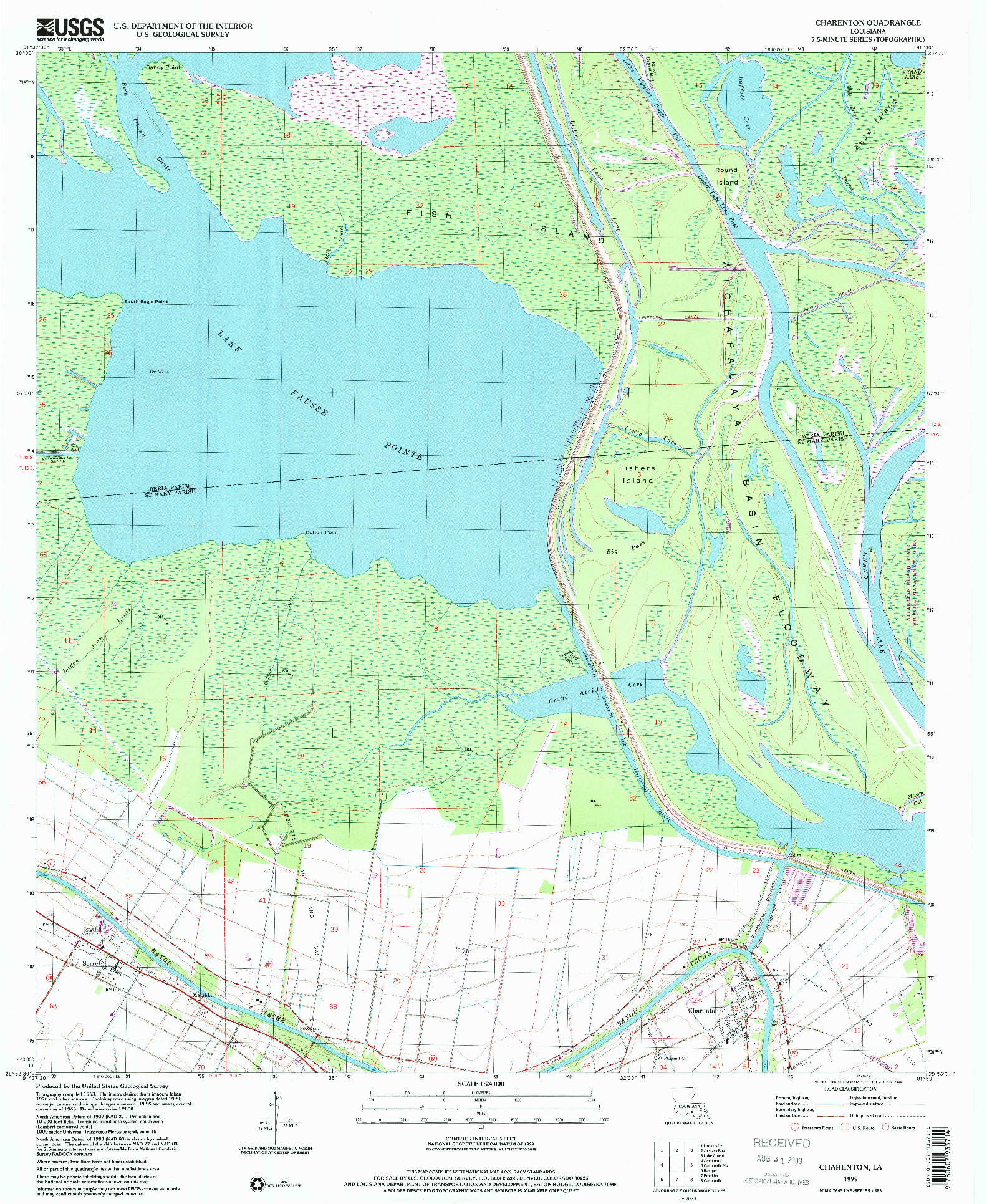 USGS 1:24000-SCALE QUADRANGLE FOR CHARENTON, LA 1999