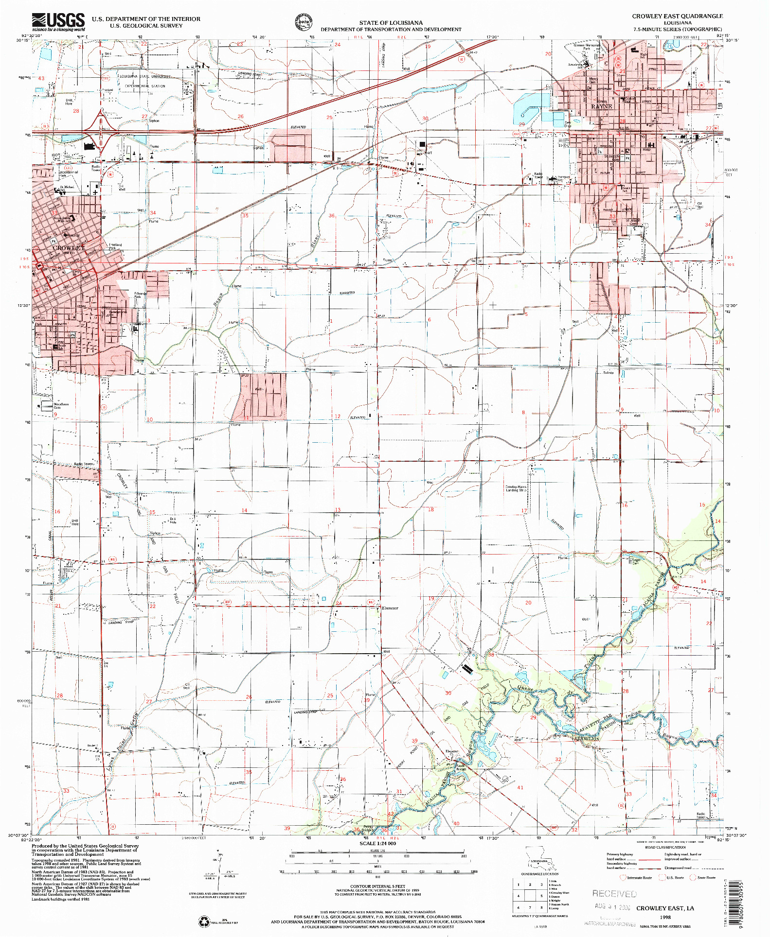 USGS 1:24000-SCALE QUADRANGLE FOR CROWLEY EAST, LA 1998