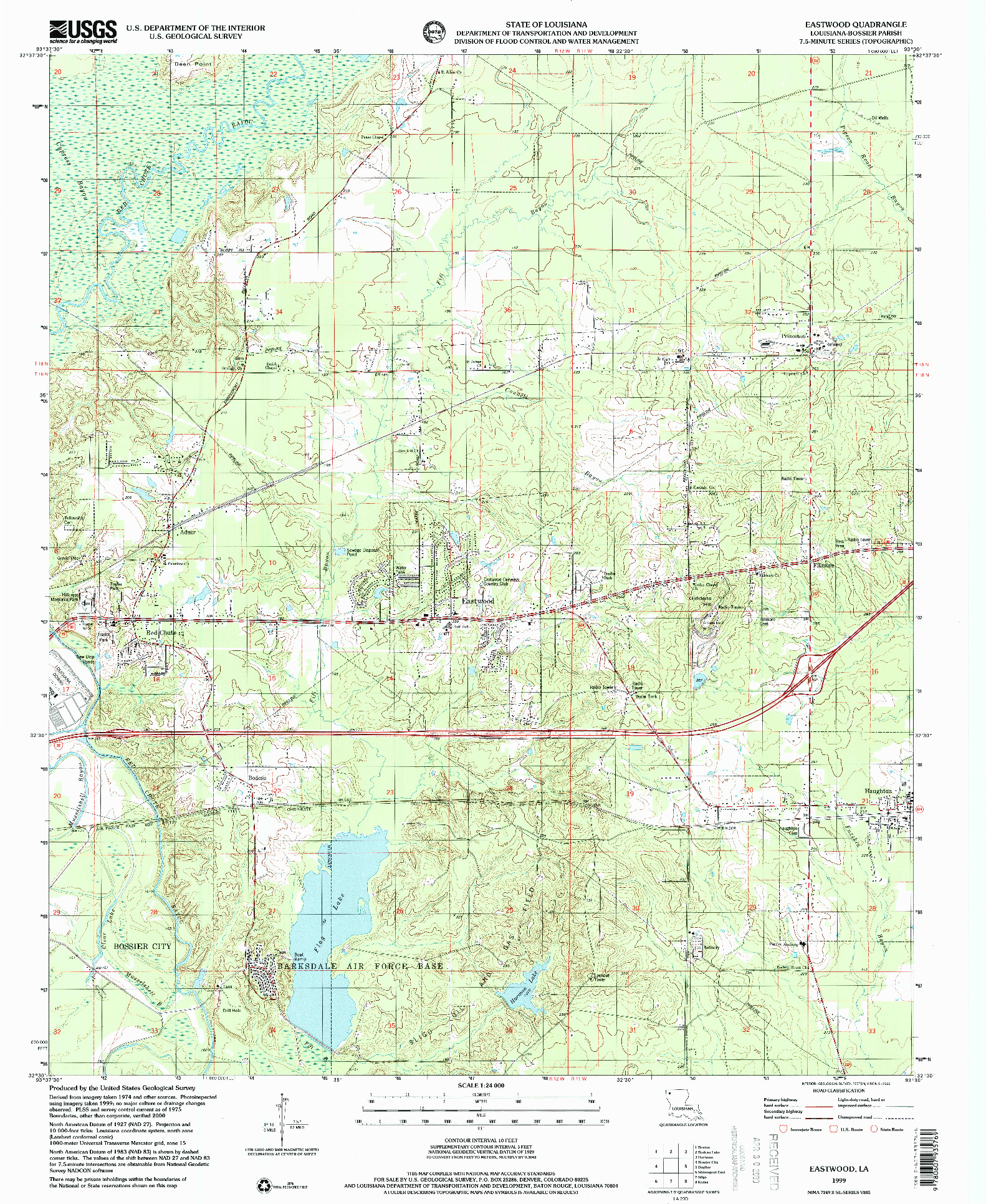 USGS 1:24000-SCALE QUADRANGLE FOR EASTWOOD, LA 1999