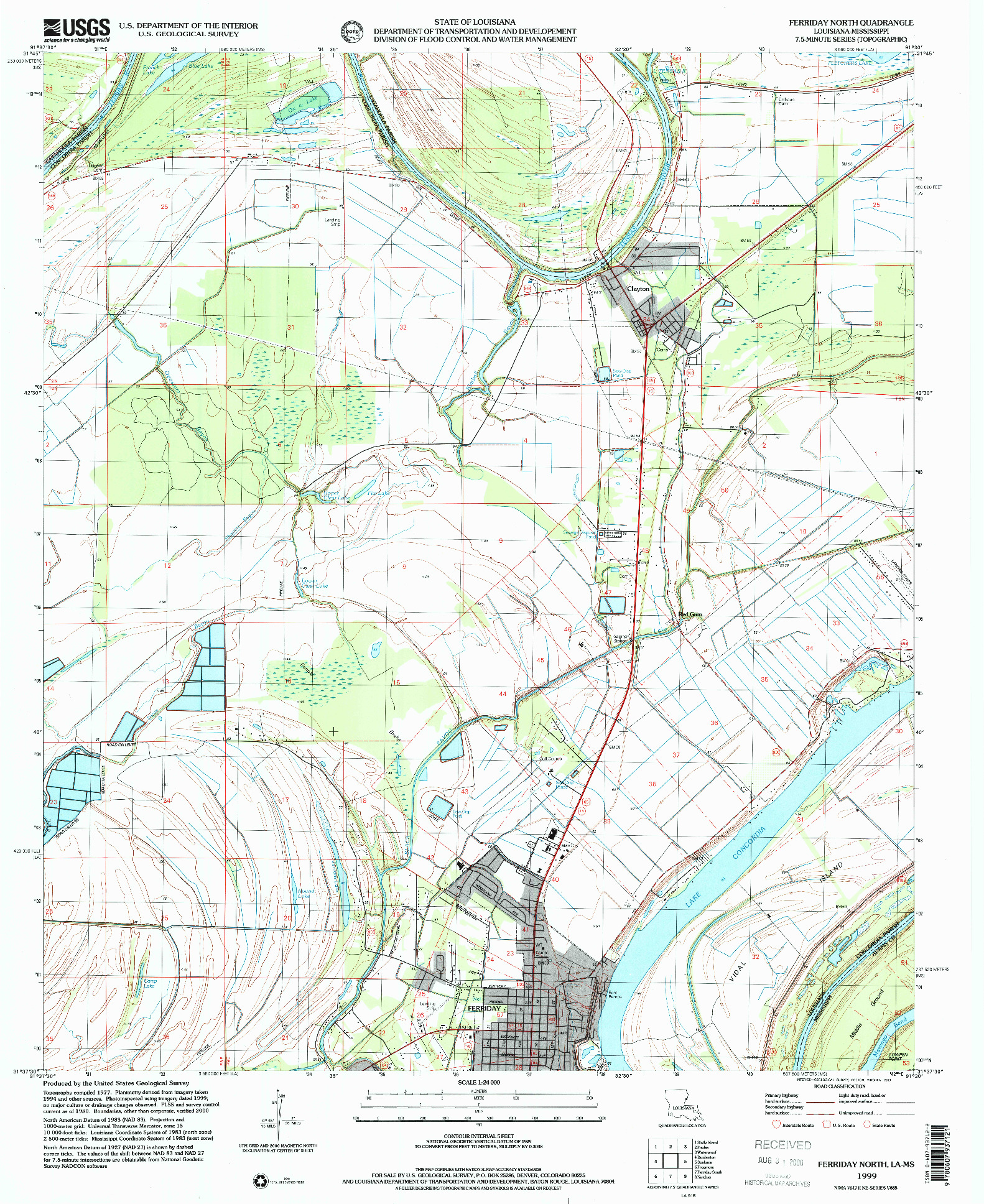 USGS 1:24000-SCALE QUADRANGLE FOR FERRIDAY NORTH, LA 1999