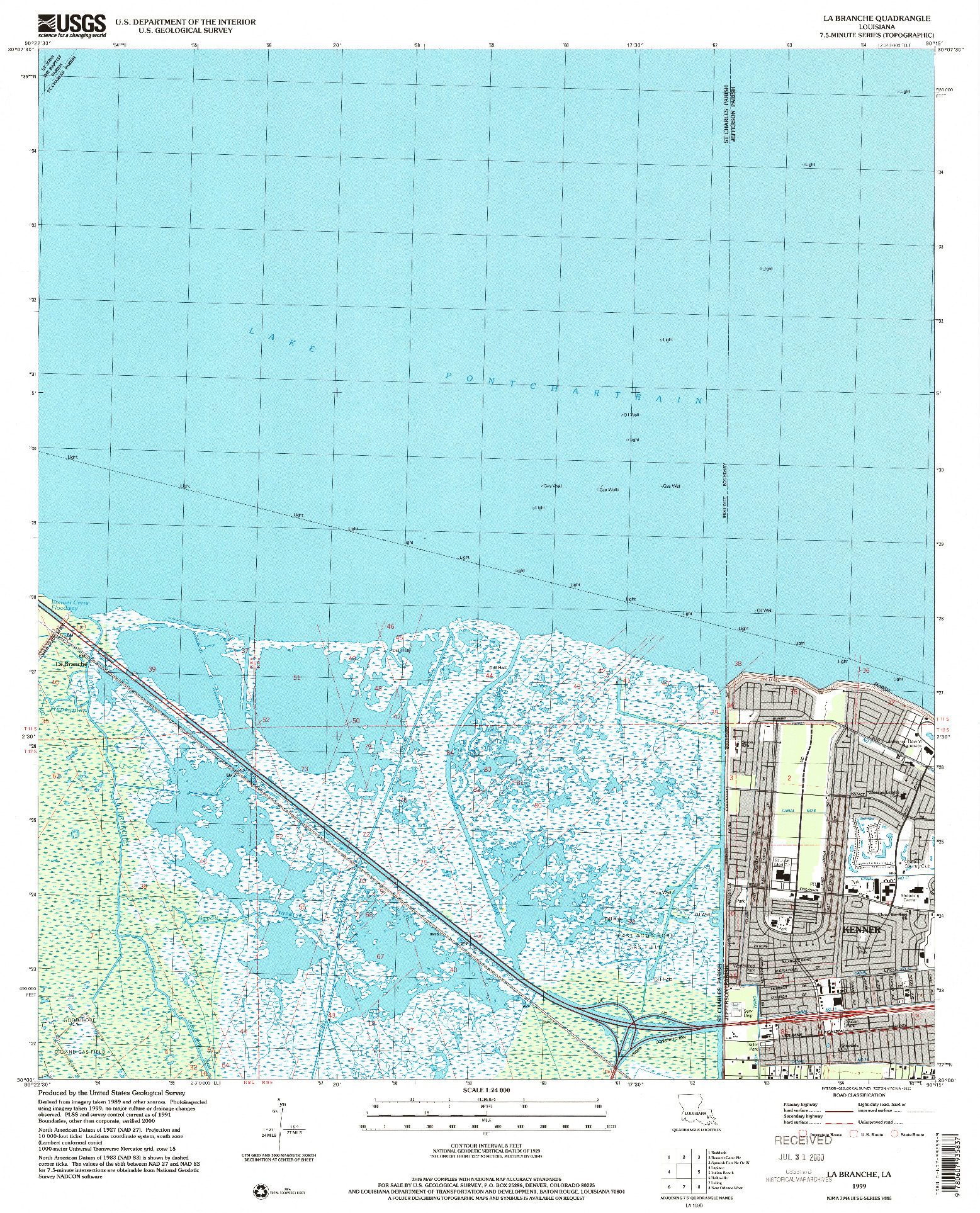 USGS 1:24000-SCALE QUADRANGLE FOR LA BRANCHE, LA 1999