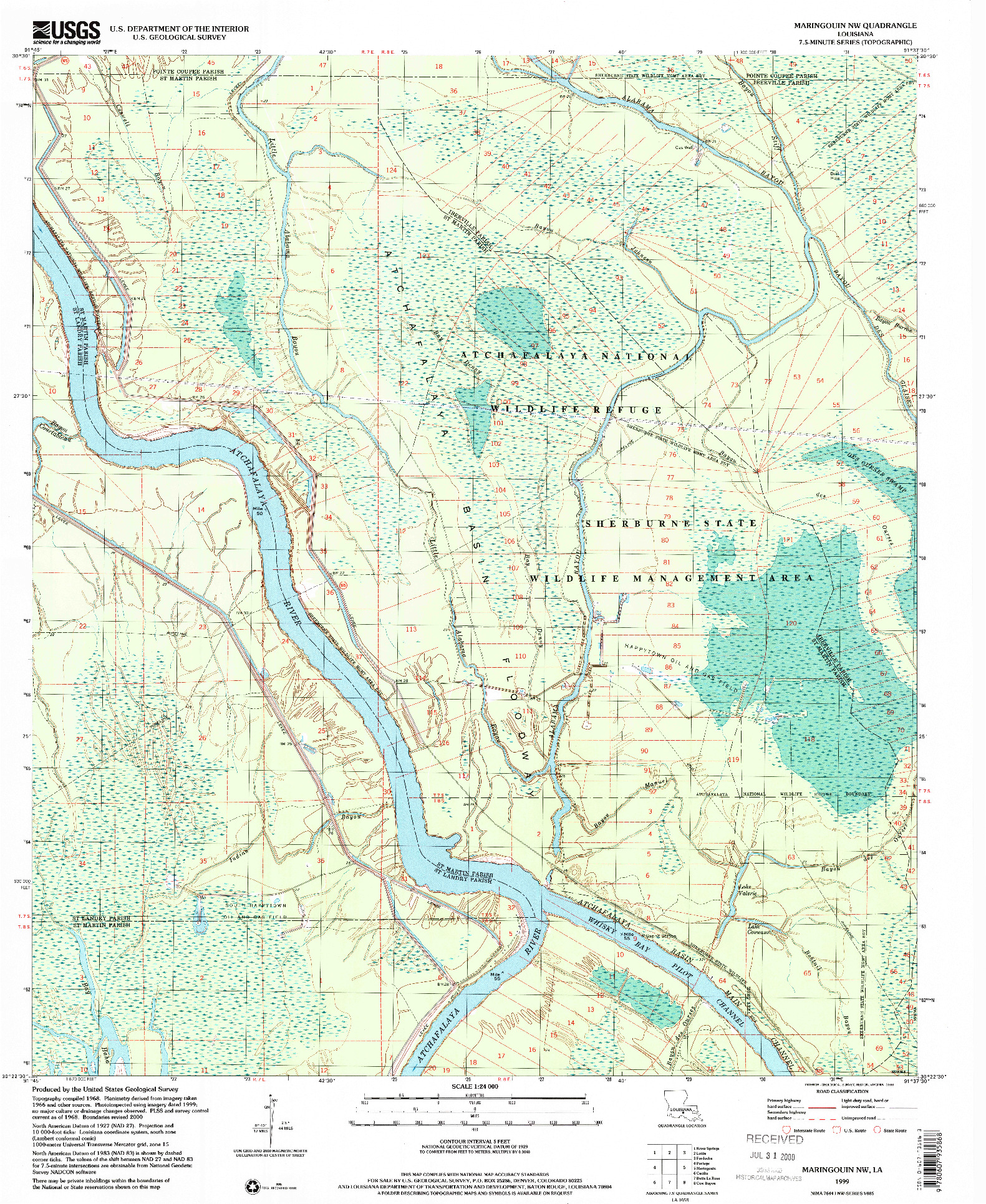 USGS 1:24000-SCALE QUADRANGLE FOR MARINGOUIN NW, LA 1999