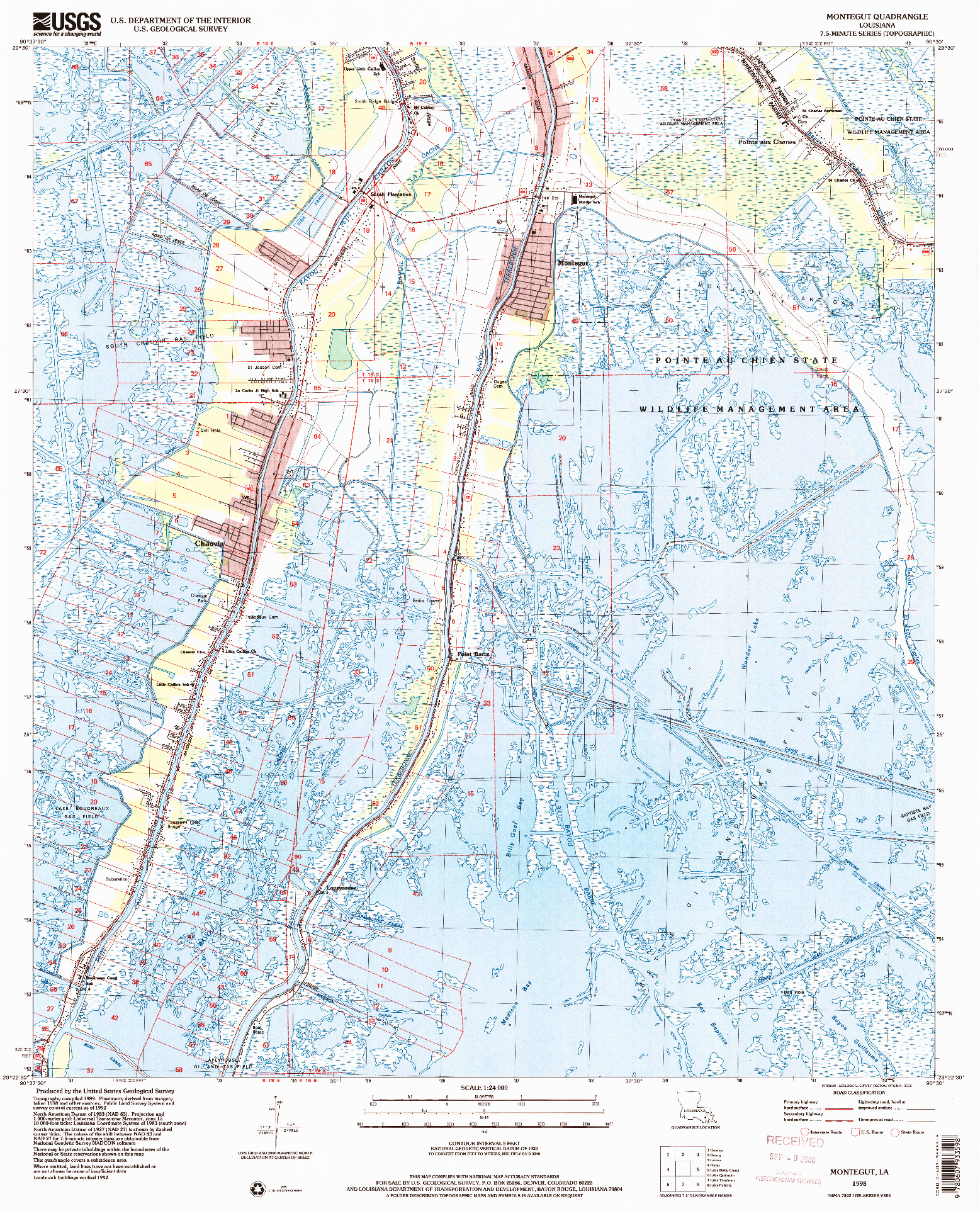 USGS 1:24000-SCALE QUADRANGLE FOR MONTEGUT, LA 1998