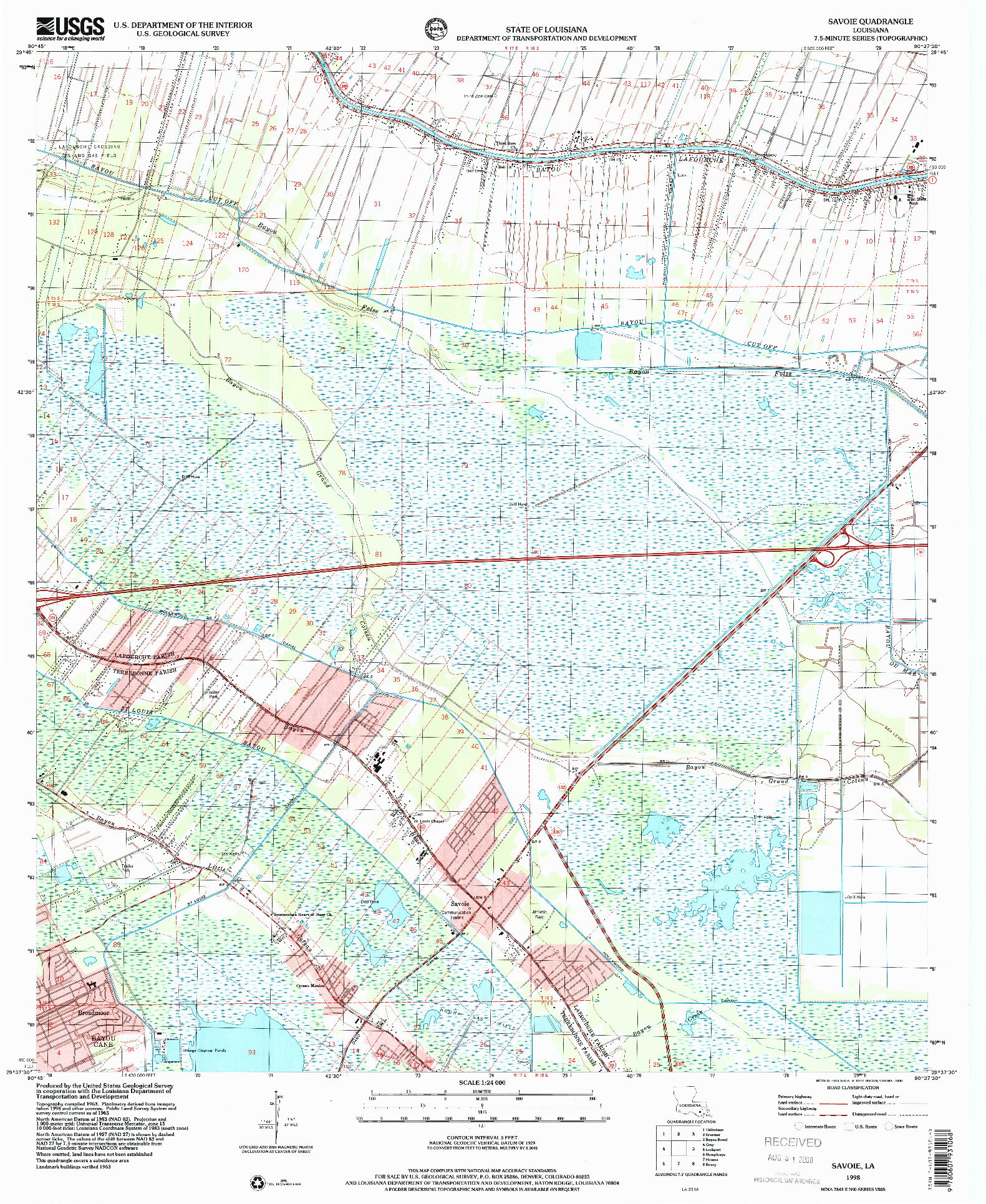 USGS 1:24000-SCALE QUADRANGLE FOR SAVOIE, LA 1998