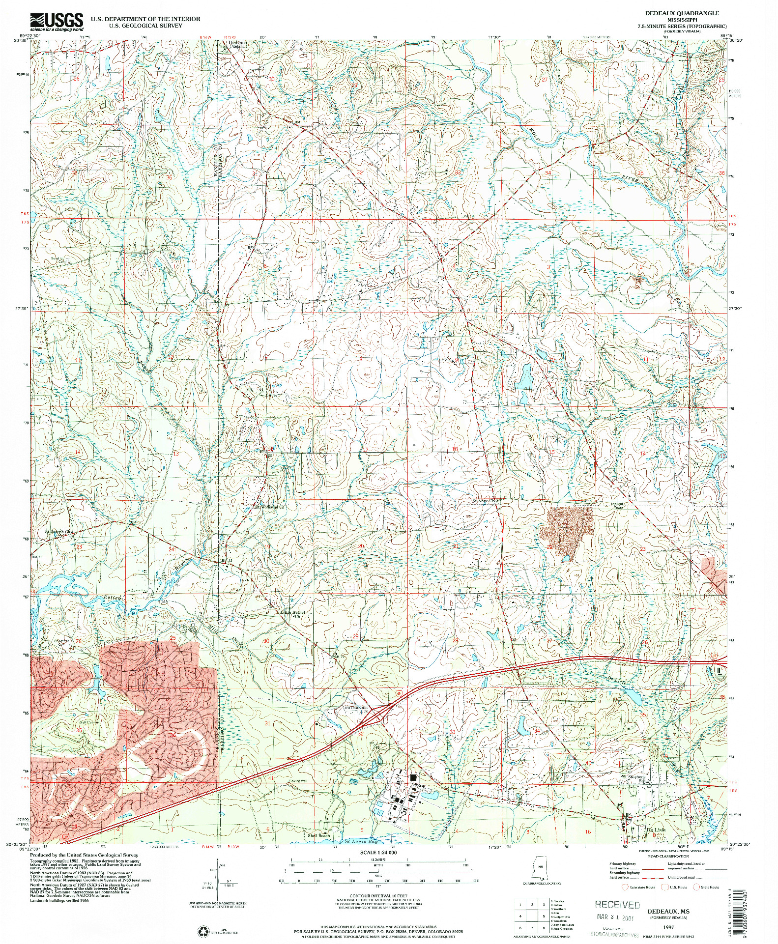 USGS 1:24000-SCALE QUADRANGLE FOR DEDEAUX, MS 1997